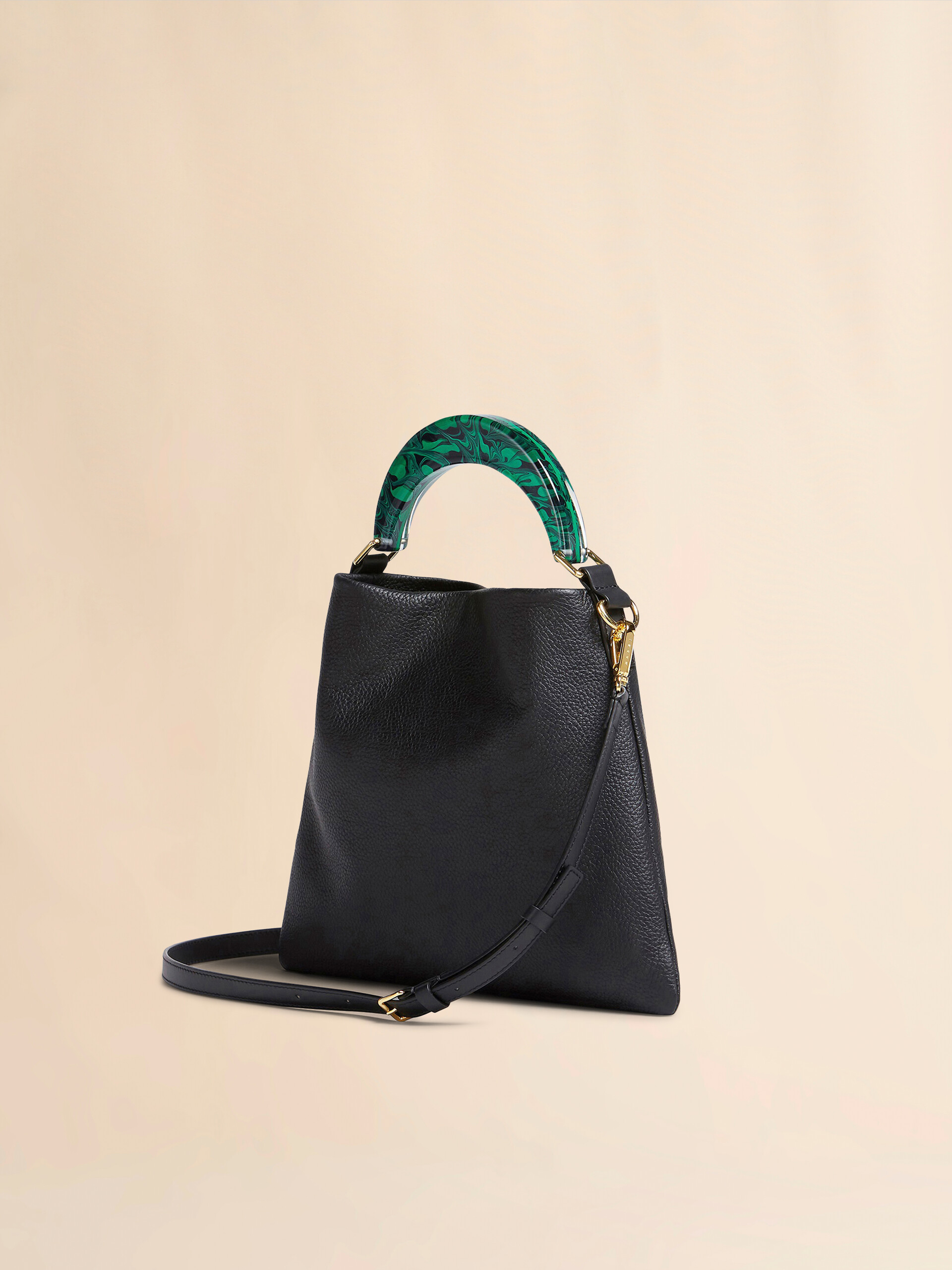 ブラック レザー製Veniceスモールバッグ | Marni