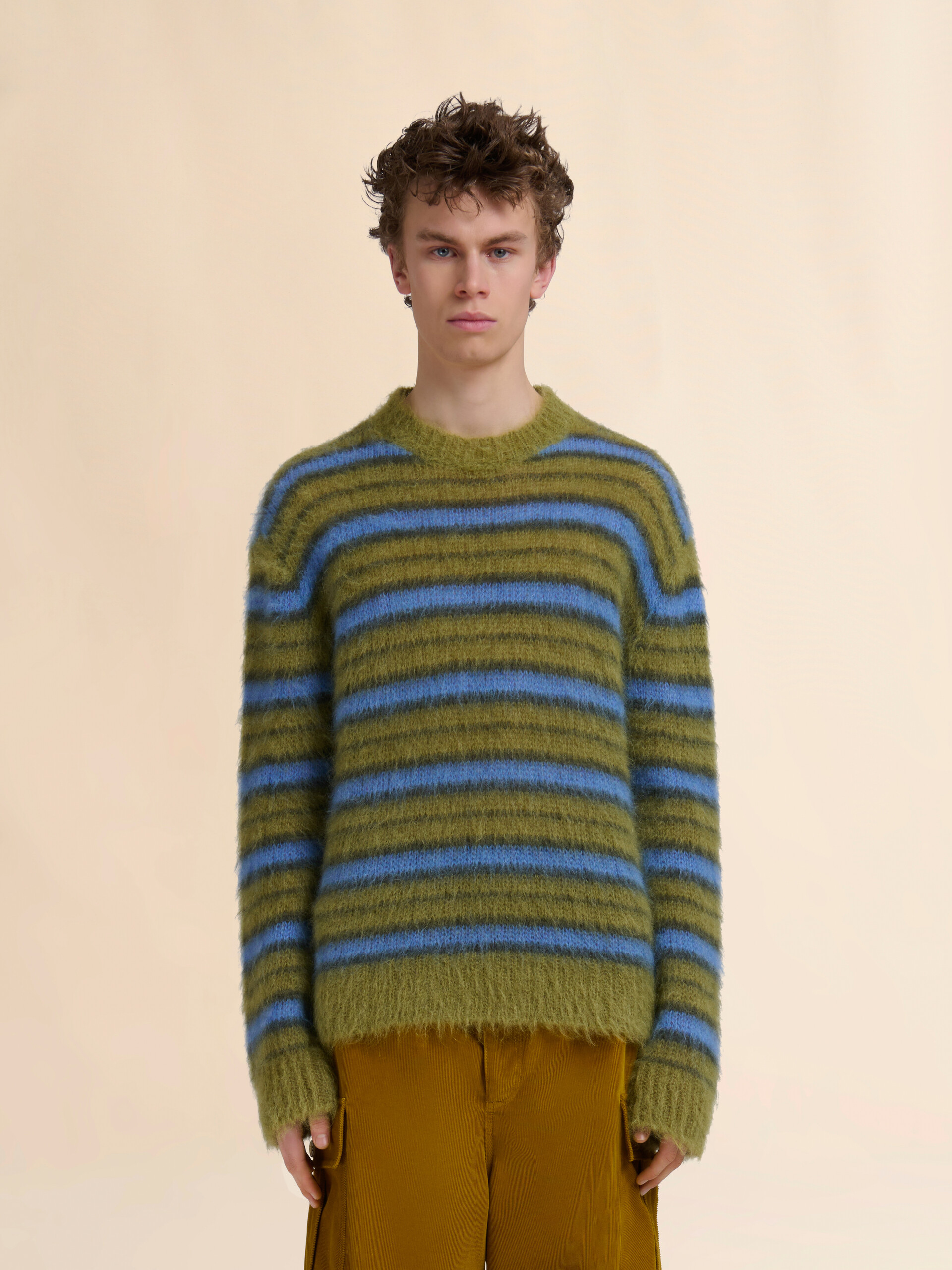 グリーン ストライプモヘアジャンパー | Marni