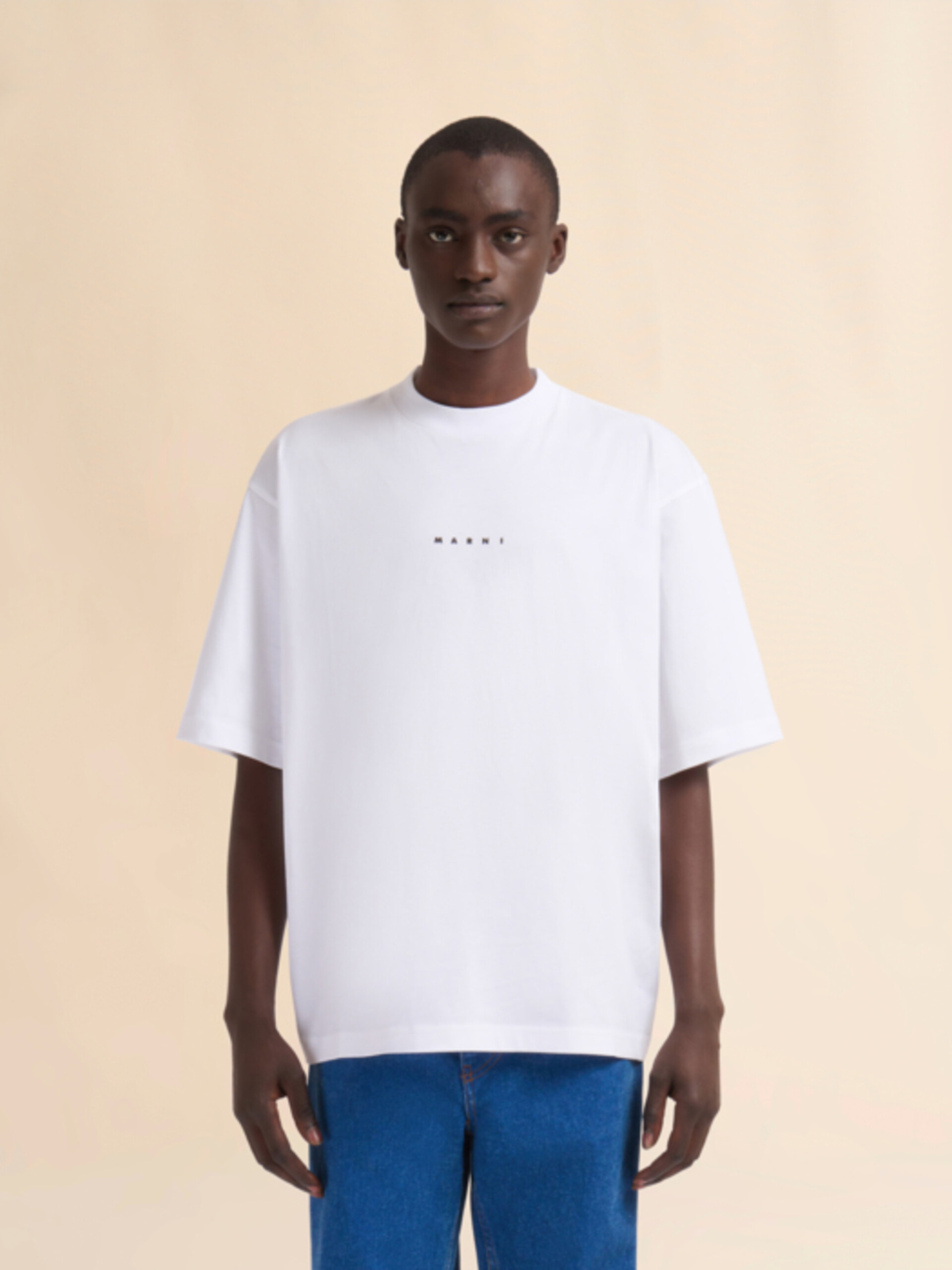 White organic cotton T-shirt with Mini logo Marni | Marni