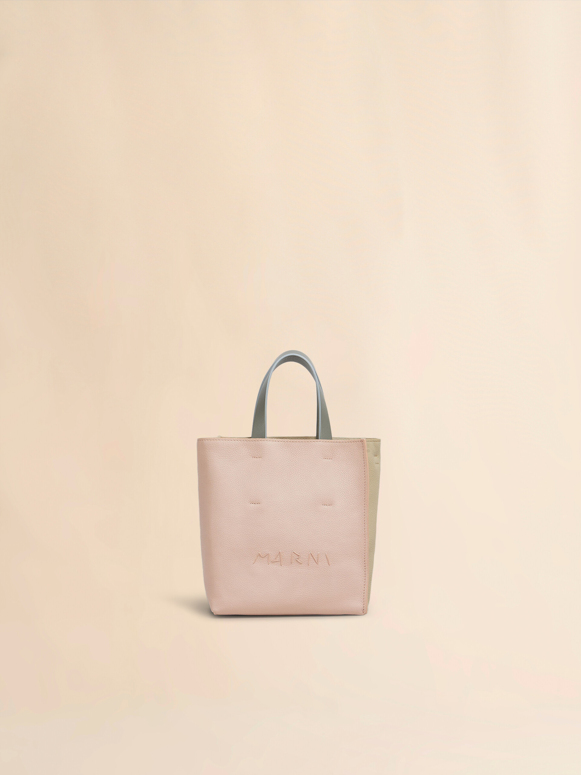 Museo Soft Mini Bag in grey beige and blue leather with Marni