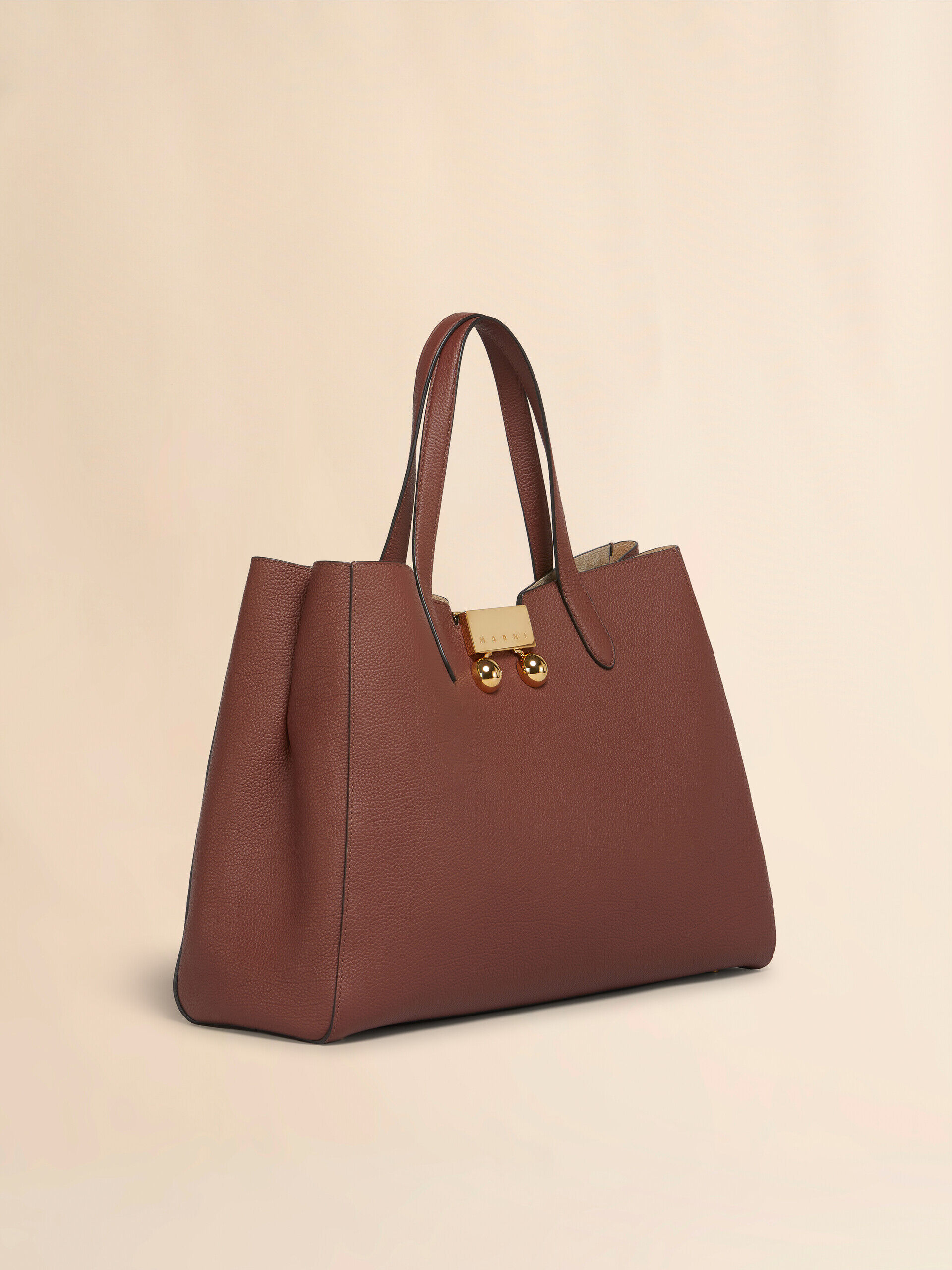 ブリックレッド レザー製 Trunkaroo トートミディアムハンドバッグ | Marni