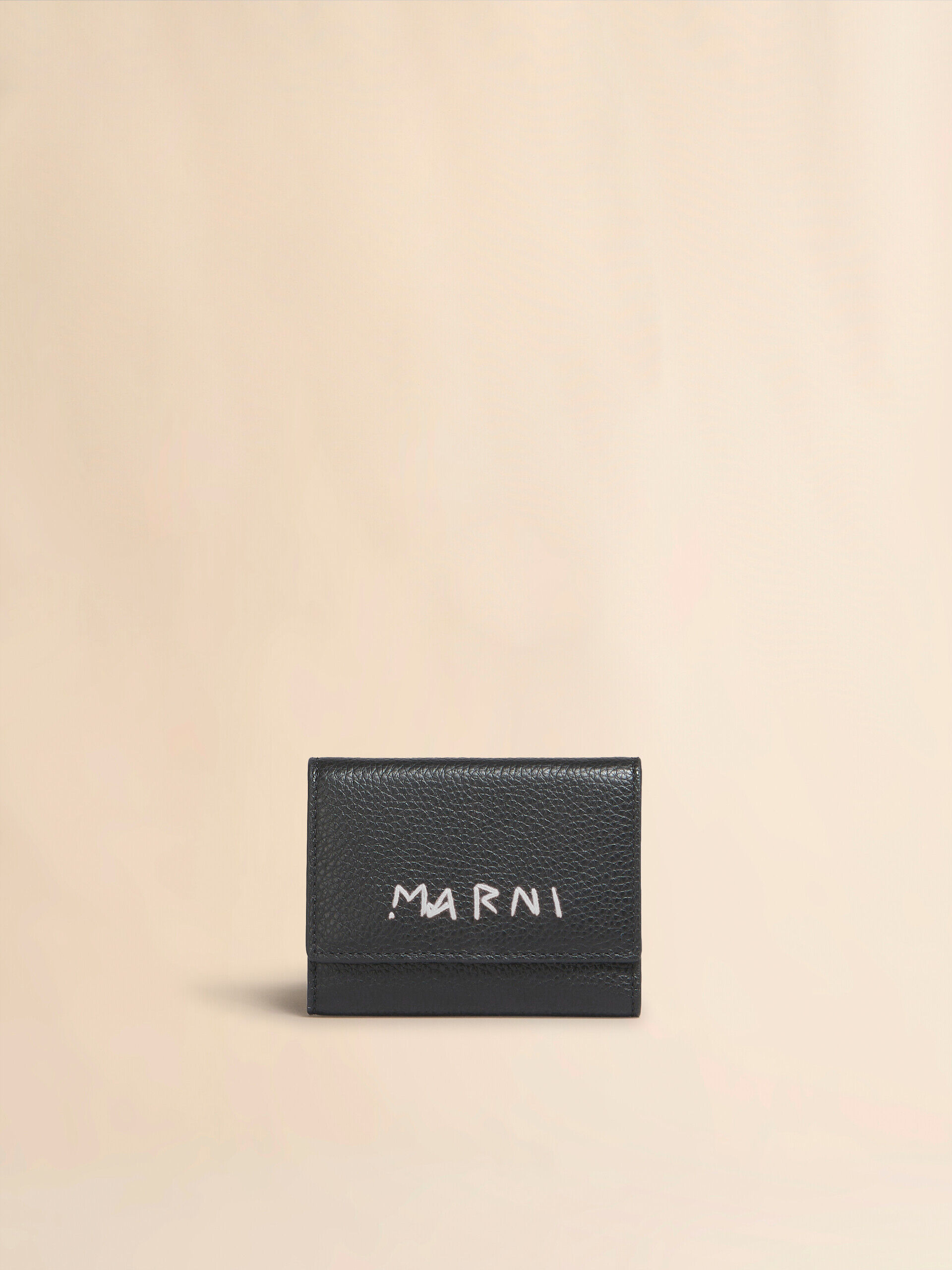 Black leather key holder with Marni Mending embroidery | Marni