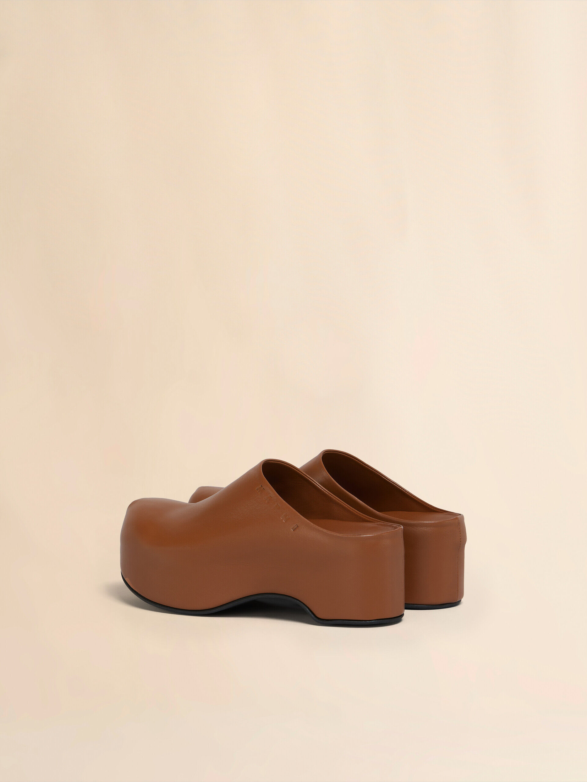 Brown leather chunky clog sabot | Marni