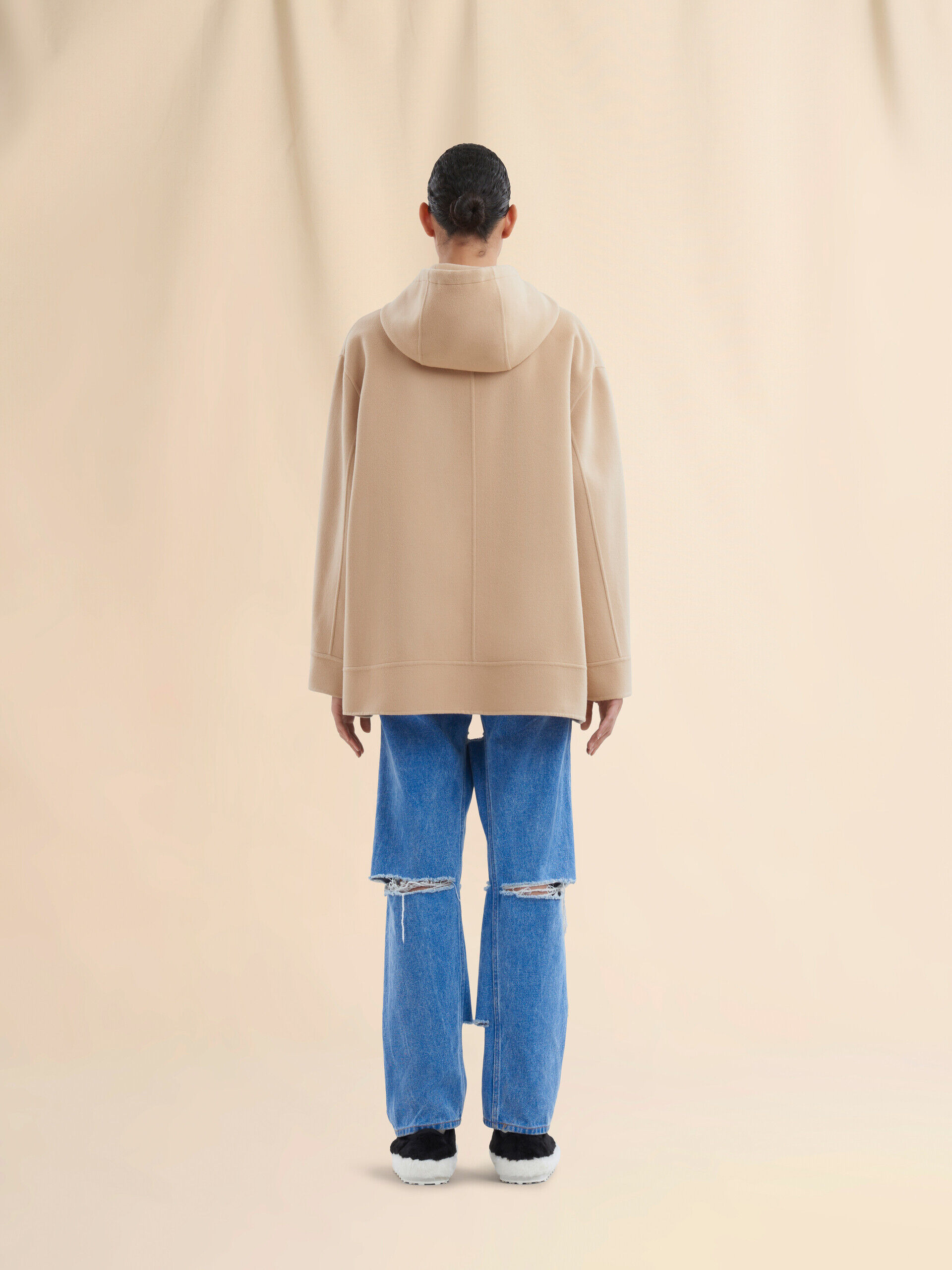 Beige wool-cashmere parka with Marni Mending | Marni