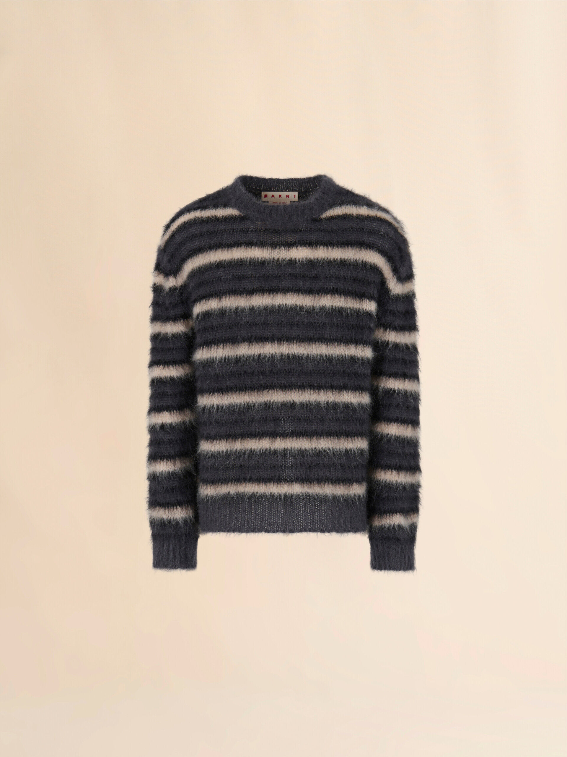 Dark gray striped mohair sweater | Marni