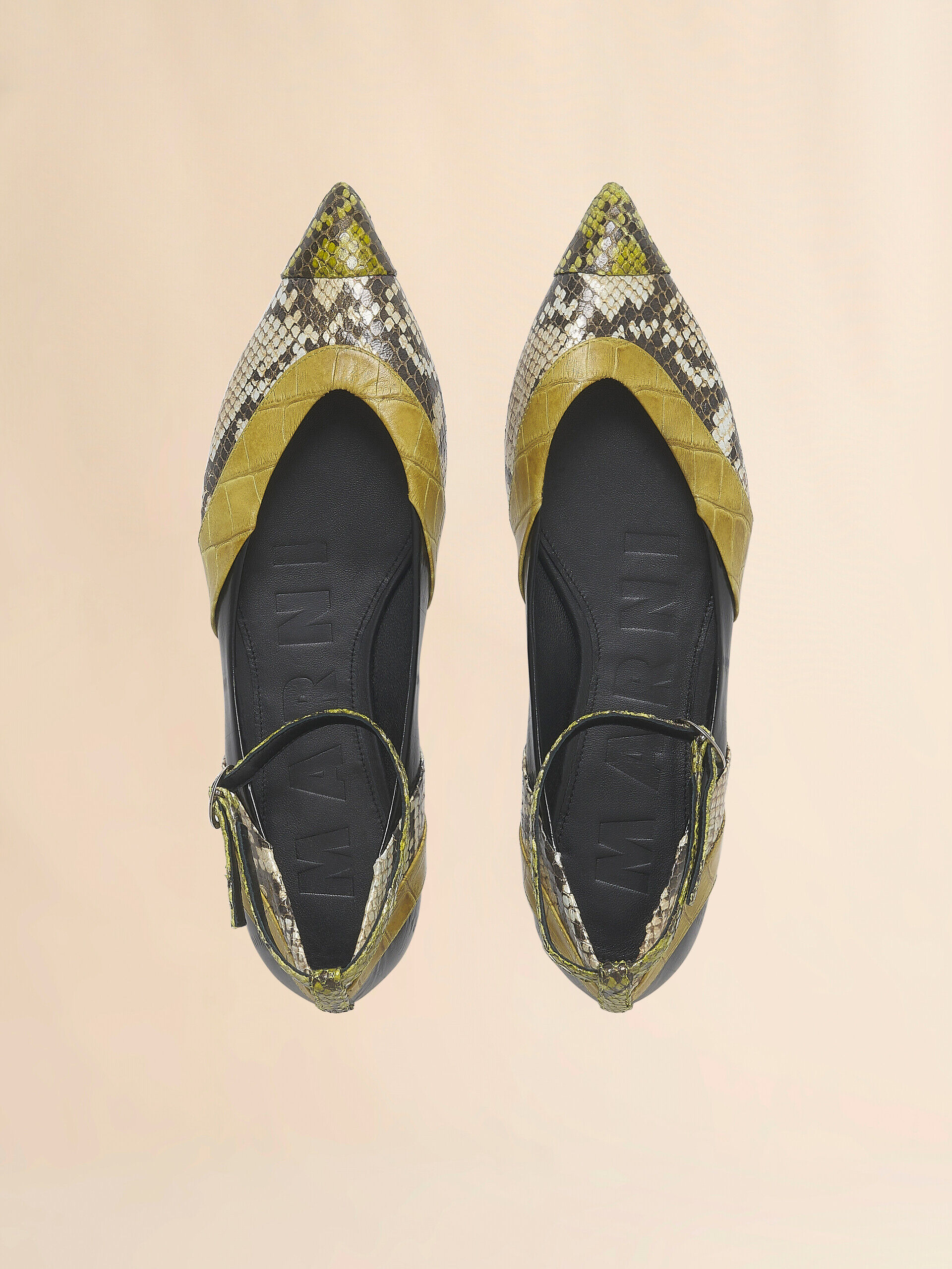Green leather pointed-toe ballerina | Marni