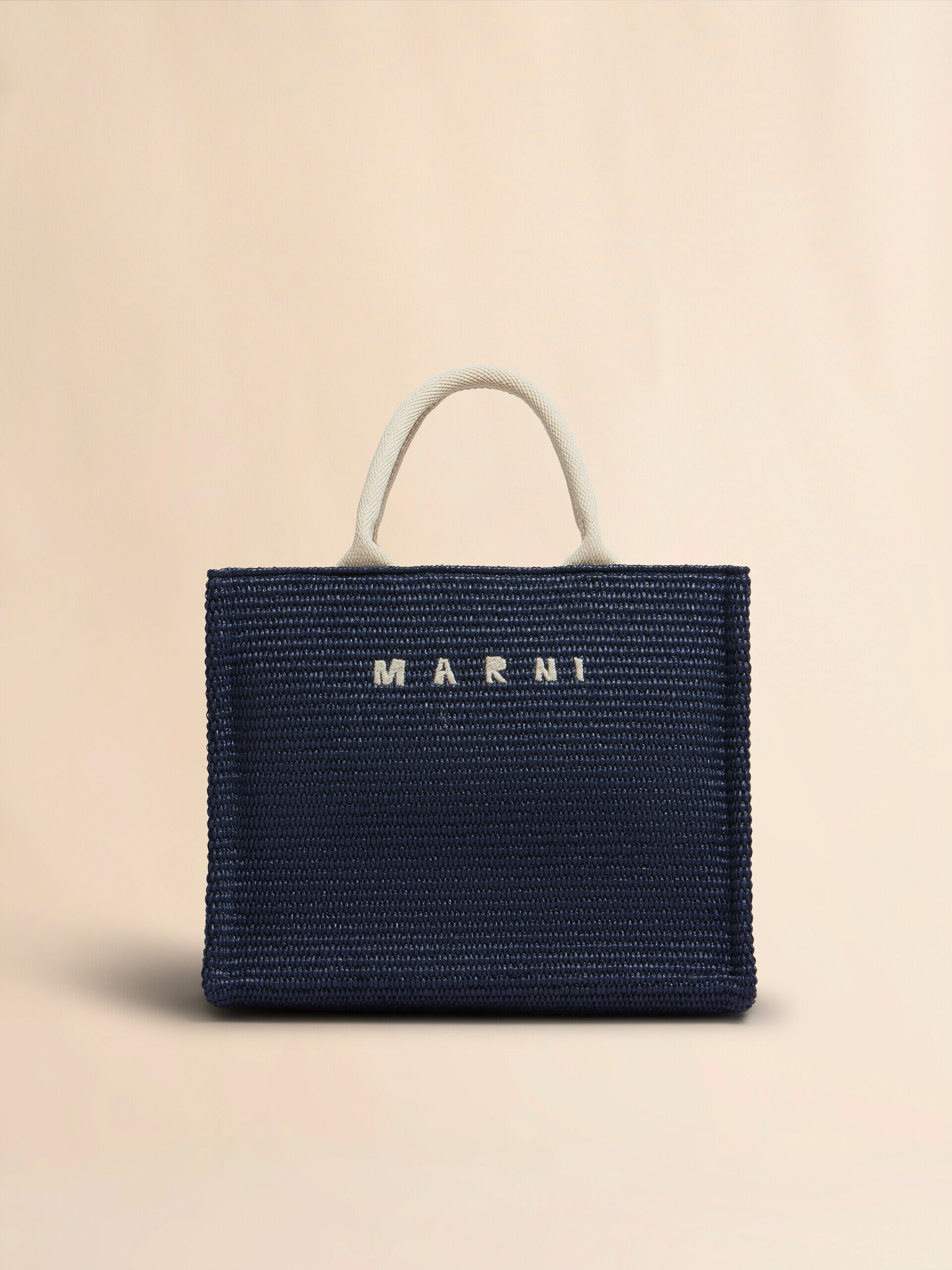 ブルー ラフィアエフェクト スモール トートバッグ | Marni