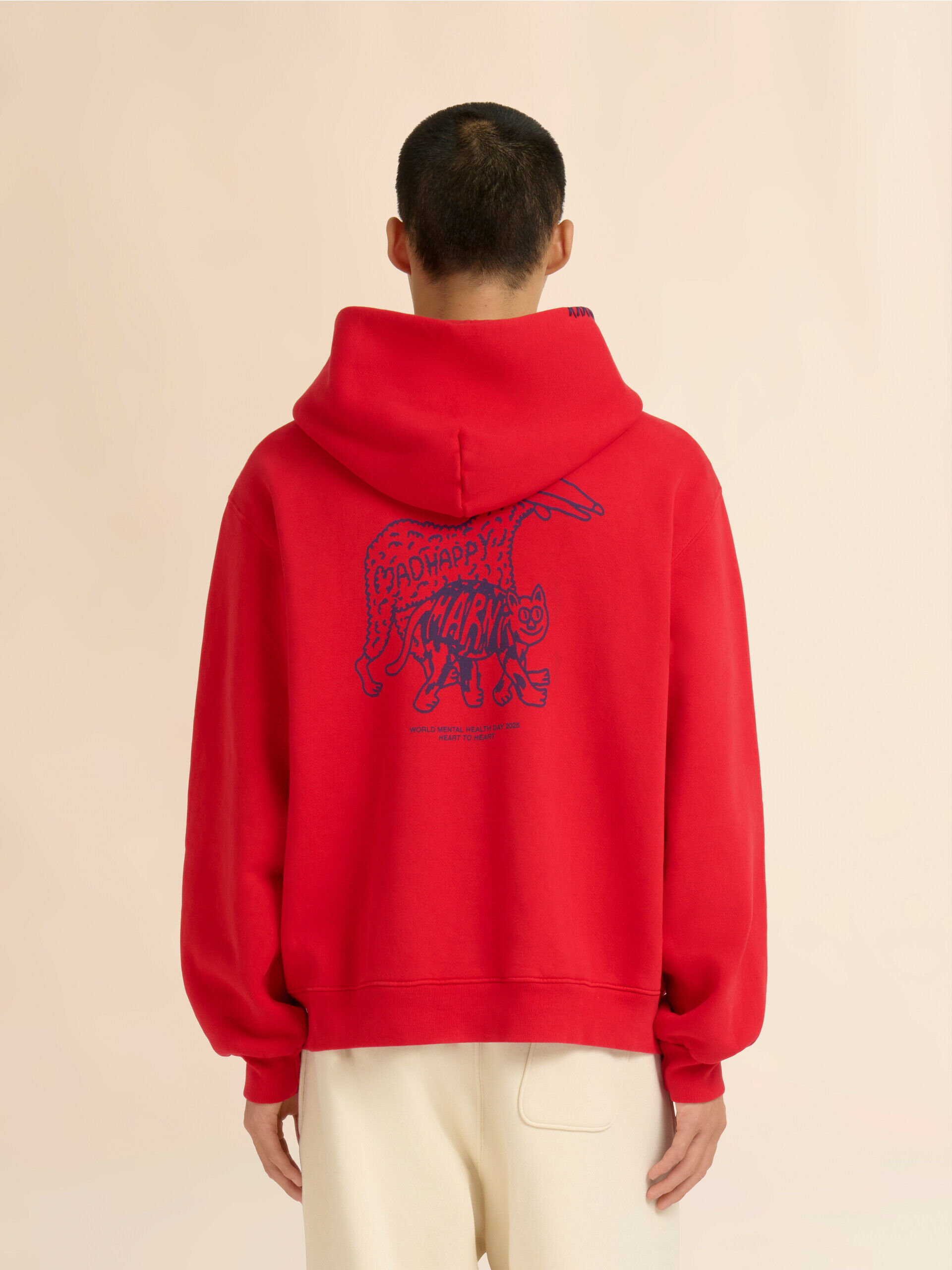 Marni + Madhappy red cotton zip hoodie with animal print | Marni