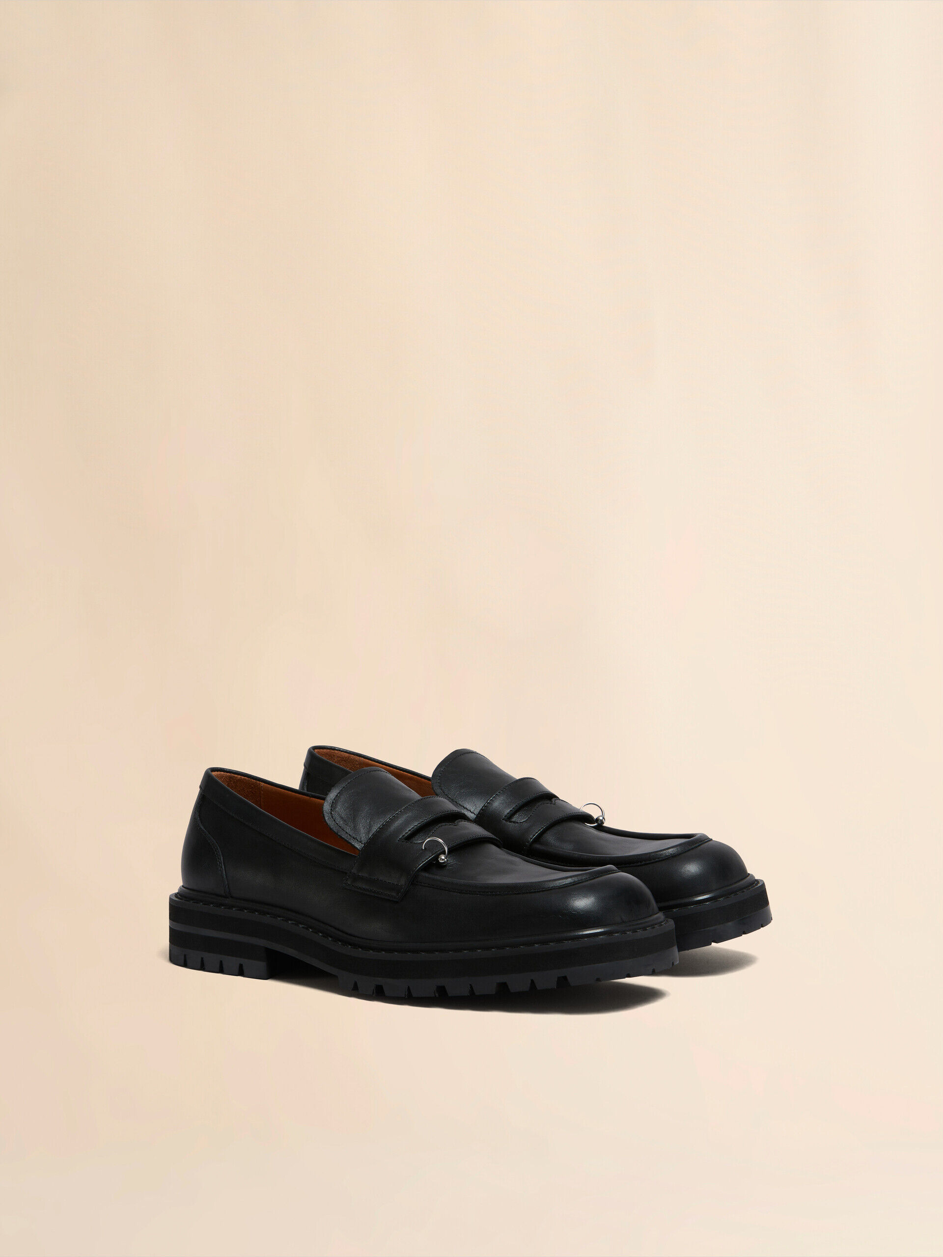 Black leather Piercing 2.0 chunky loafer | Marni