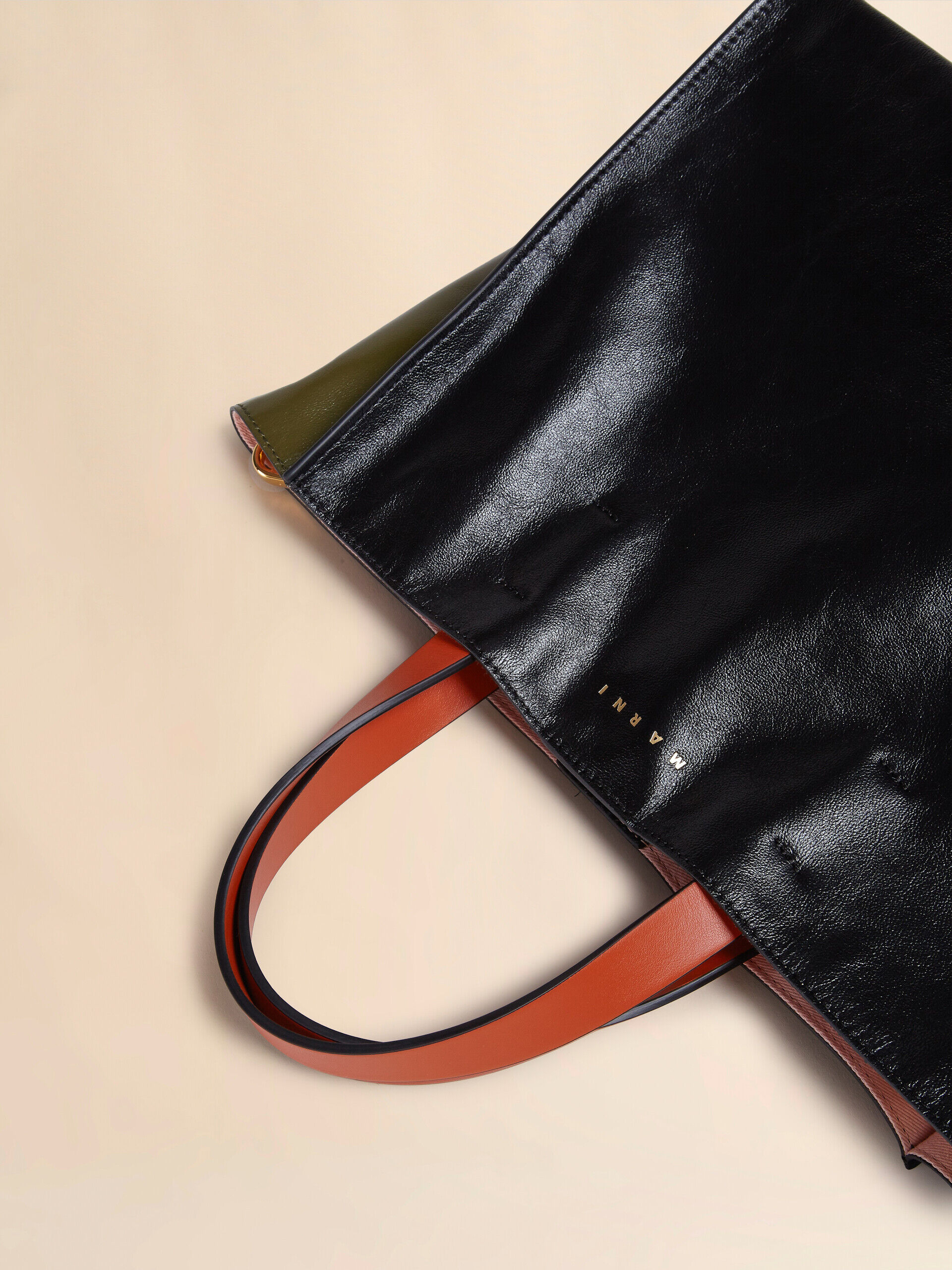 MUSEO SOFT small bag in black green and orange leather | Marni