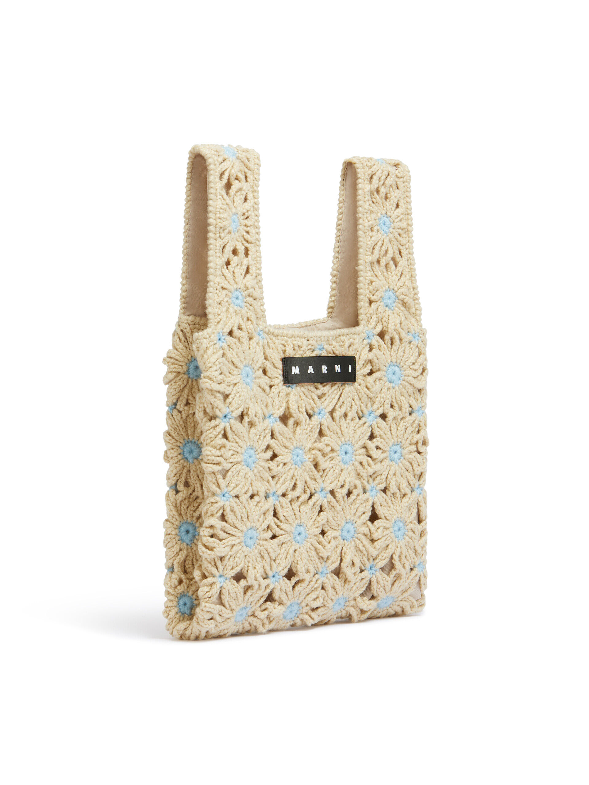 ホワイト ブルー クロシェ製 MARNI MARKET FISHバッグ | Marni