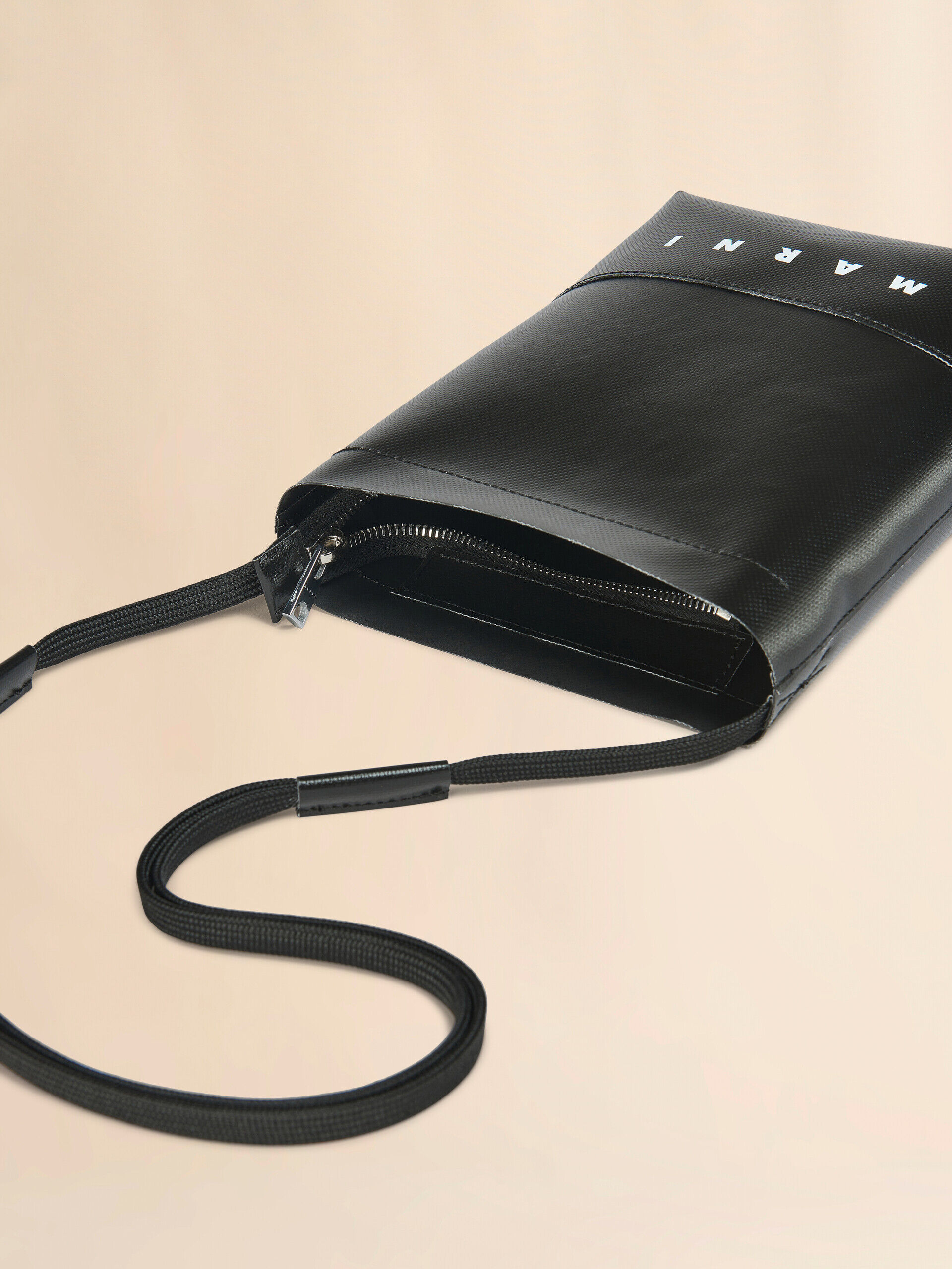 Black crossbody bag with shoelace strap | Marni