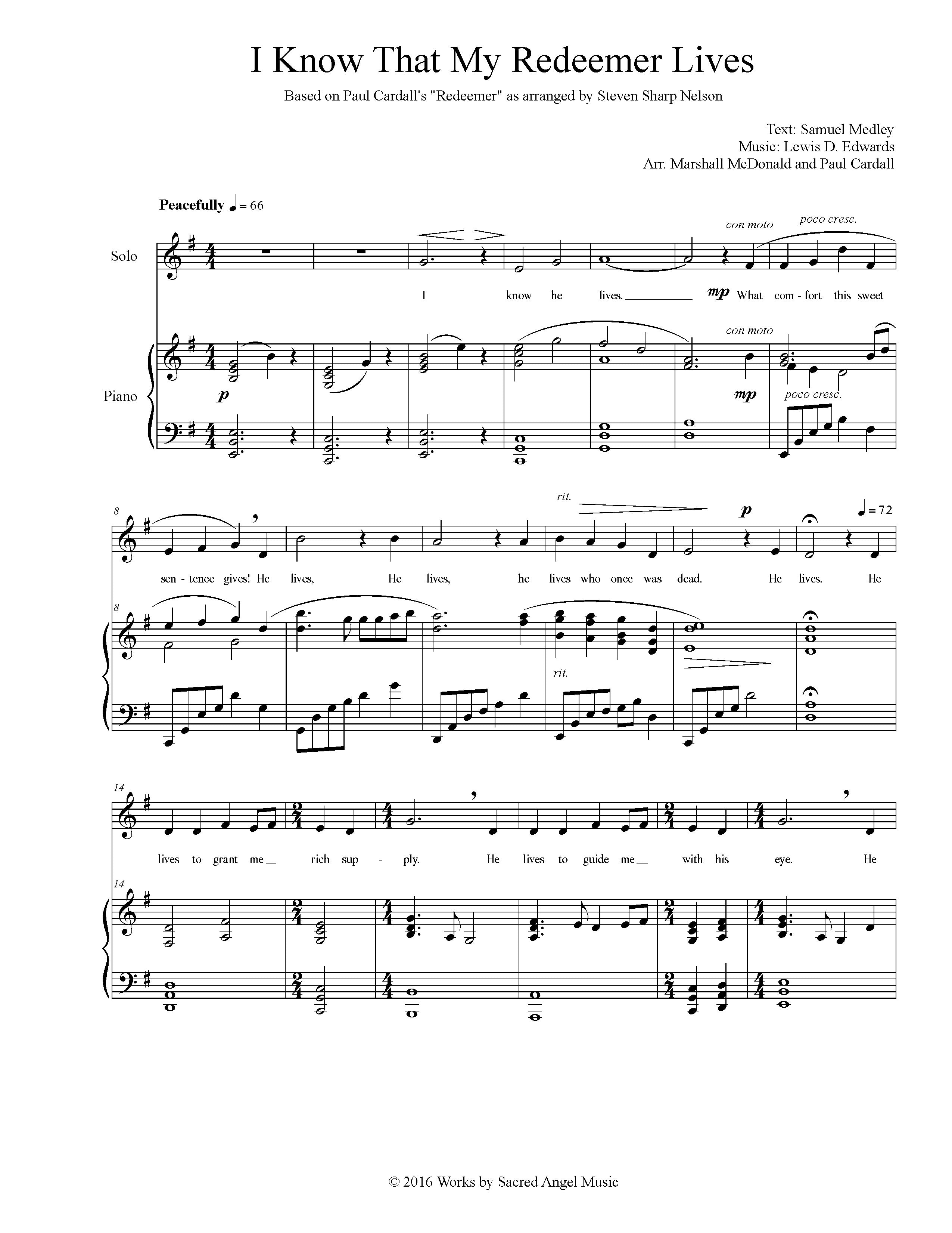 I Know that My Redeemer Lives (choral SATB) - Marshall McDonald Music