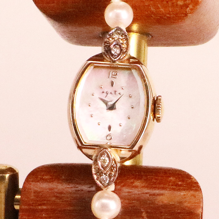 agete（アガット） 淡水パールベルトウォッチ 14PG シェル