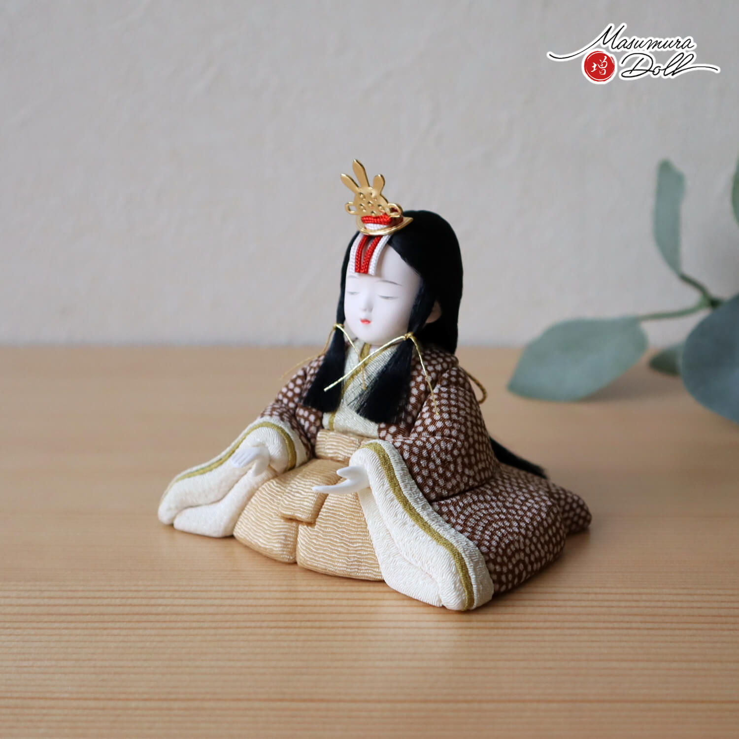 新作 木村一秀作 桃山雛(ブラウンドット) ナチュラル木目四曲 手描桜