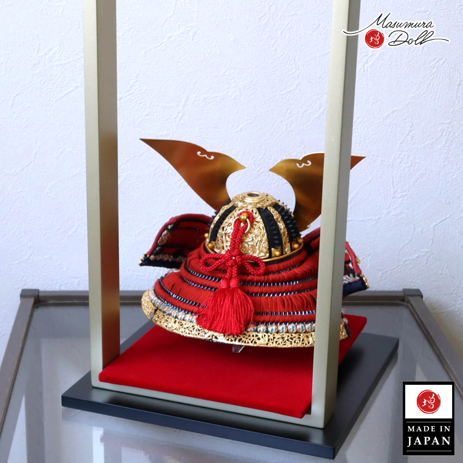 伝統工芸士 平安晴峰作 7号 国宝模写 竹に雀之金物 茜赤糸 黒小札共吹