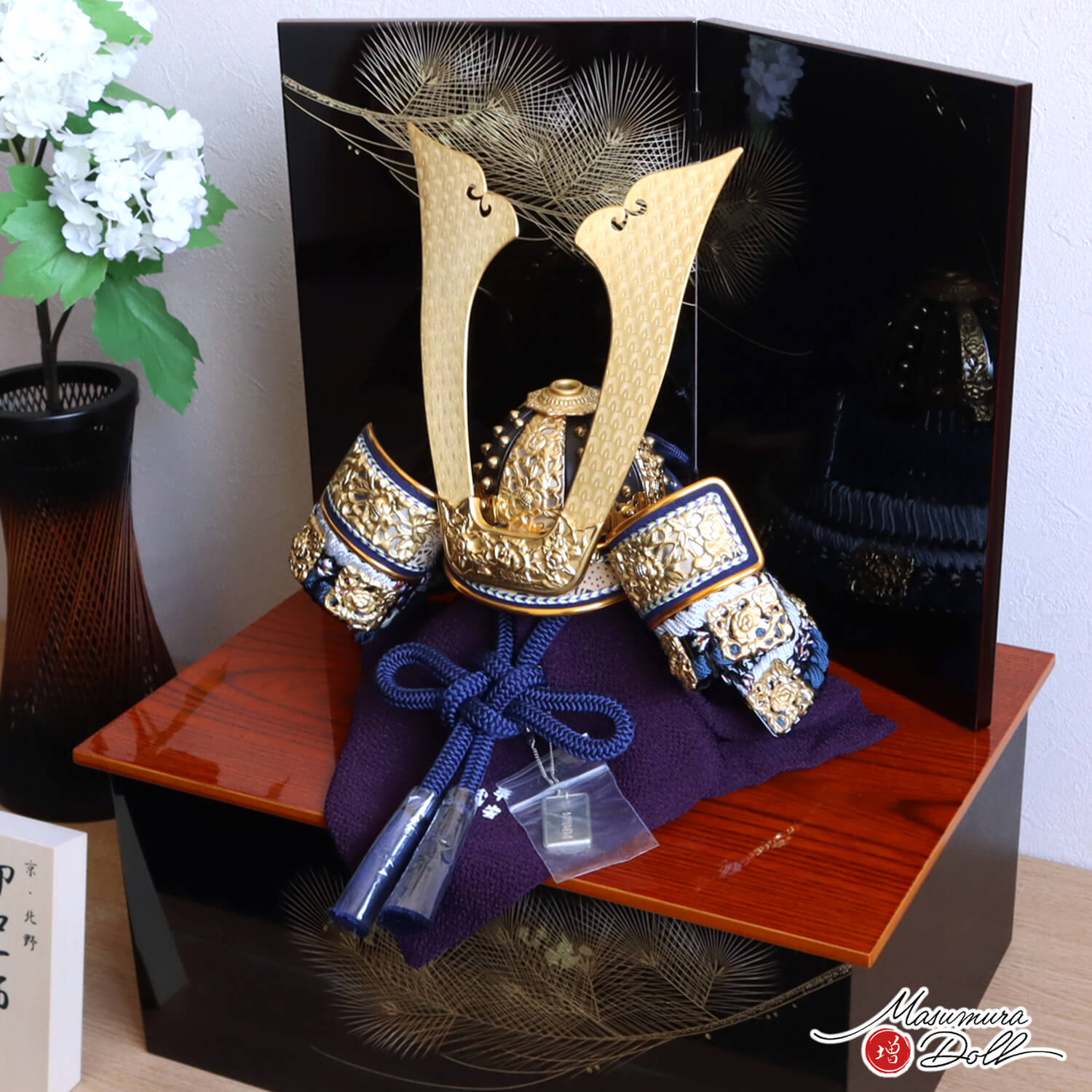 伝統工芸士 京北野・平安武久作 紺裾濃糸 本漆塗 黒小札 京12号兜 紺糸