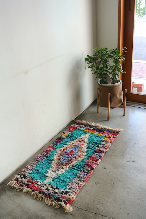 モロッコラグ｜ボシャルウィット・ミントグリーン×ピンク（約98×50cm