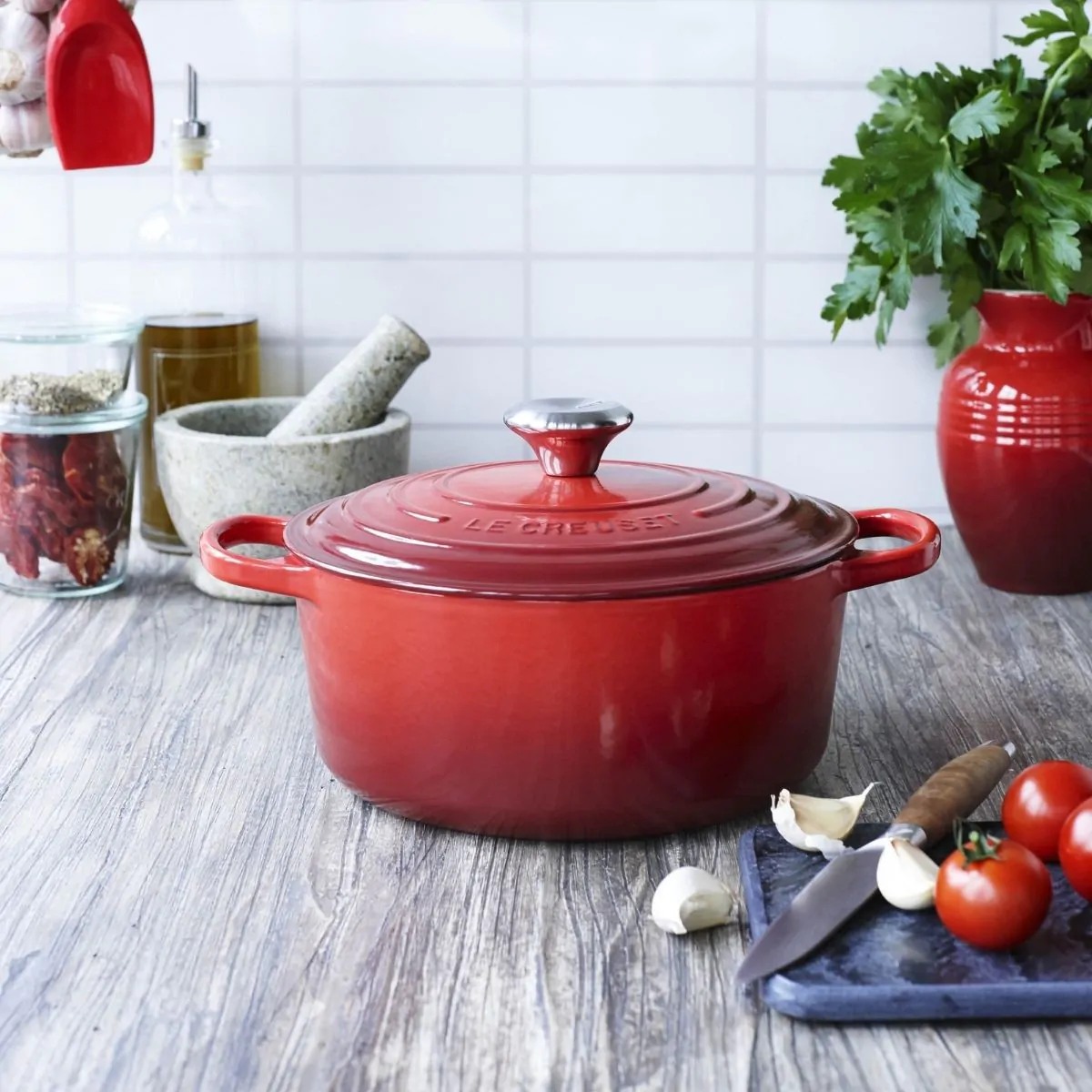 Le Creuset Round Casserole 24cm - Cerise | Meadows & Byrne