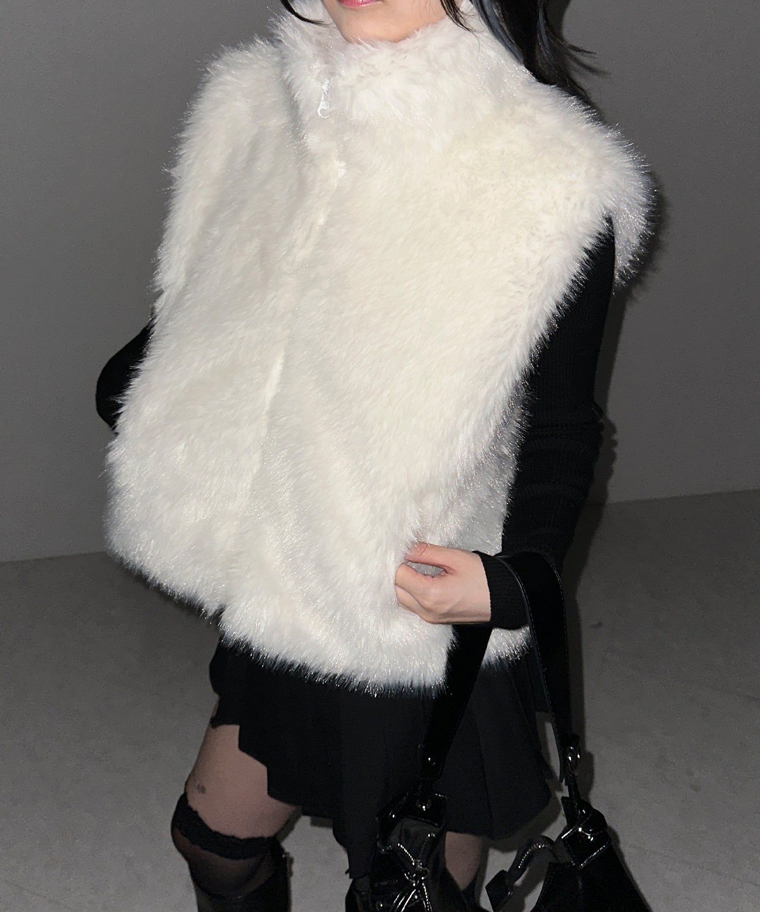 ポケット付 】スタンドネックジップアップフェイクファーベスト