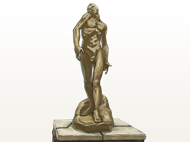 日本を代表する彫刻家・北村西望のブロンズ像／名古屋刀剣博物館