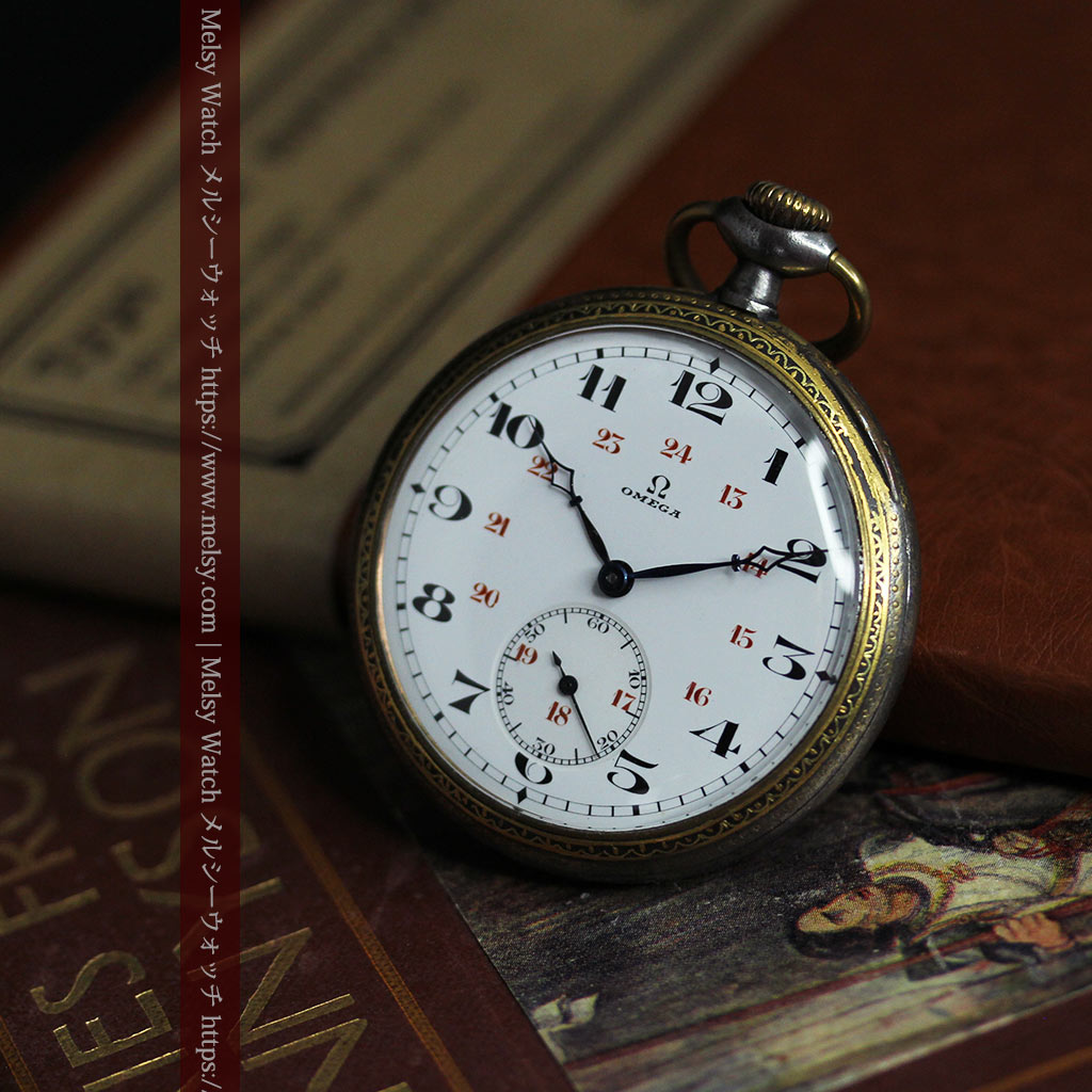 鉄と金アンティークらしさの映えるオメガのアンティーク懐中時計