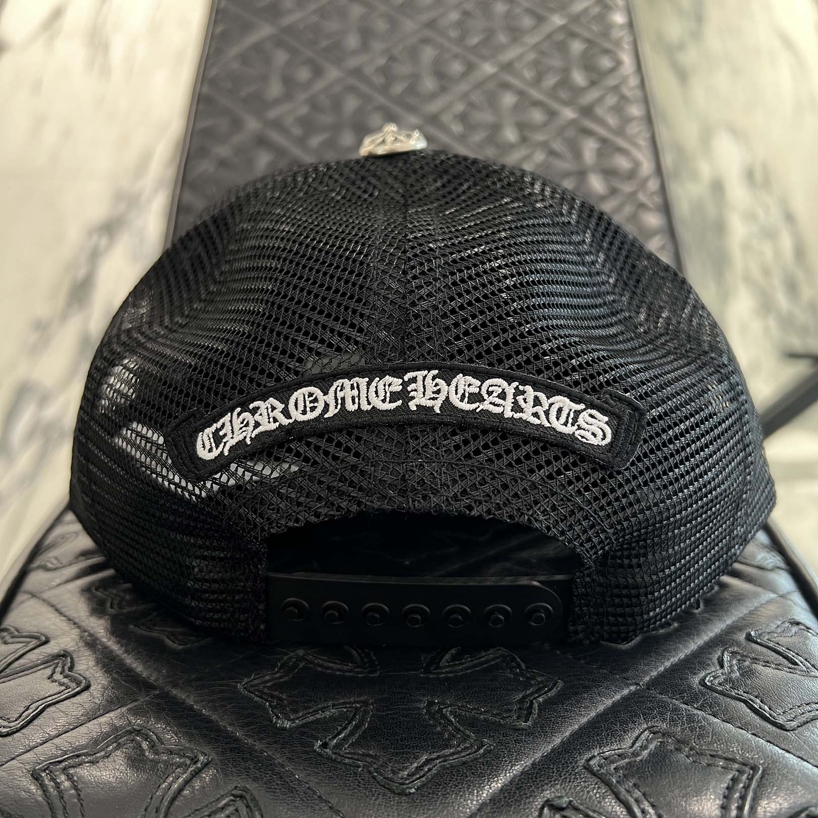 CHROME HEARTS 2025AW Triple Cross Harako Leather Patch Trucker Cap
