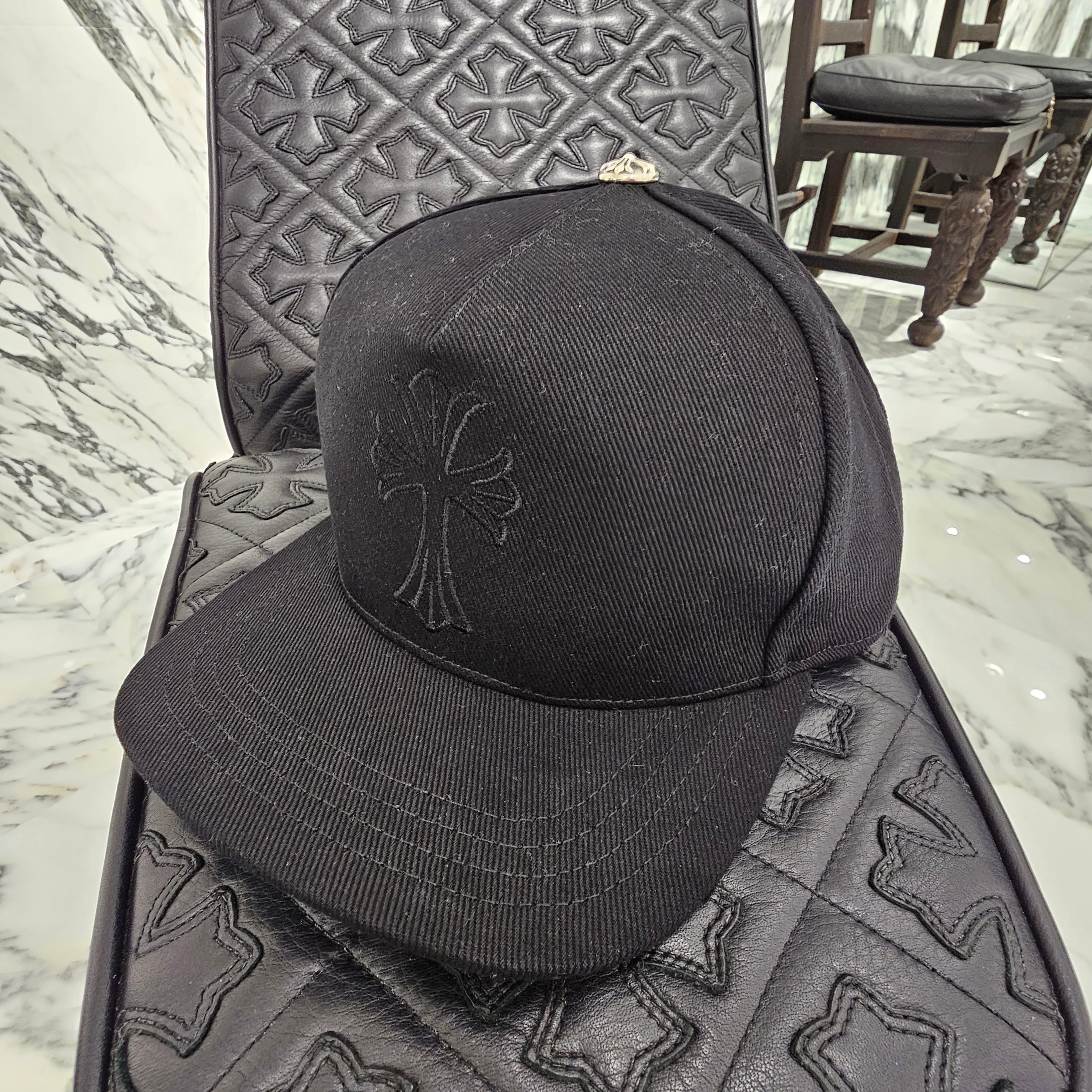 CHROME HEARTS Cross Embroidery Denim Baseball Cap Size ONE SIZE(51