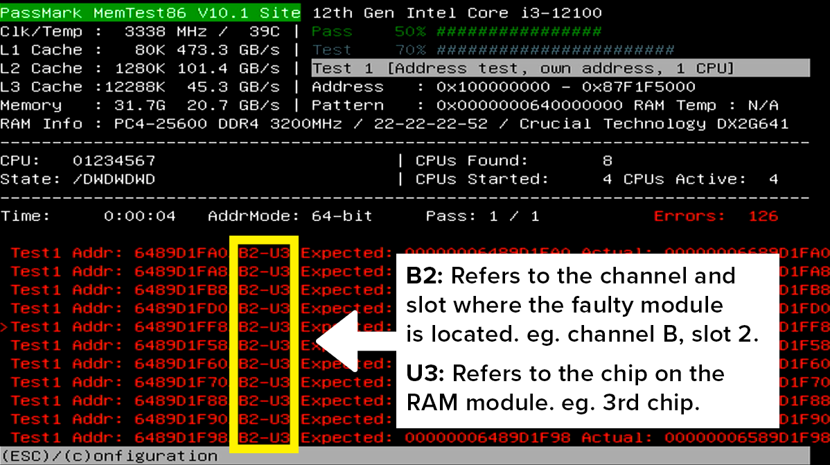 MemTest86 - DIMM / Chip error decoding (Pro & Site Edition only)