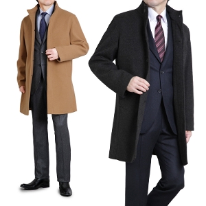 スタンドカラーコート メンズ メルトンウール調 ハーフコート スリム