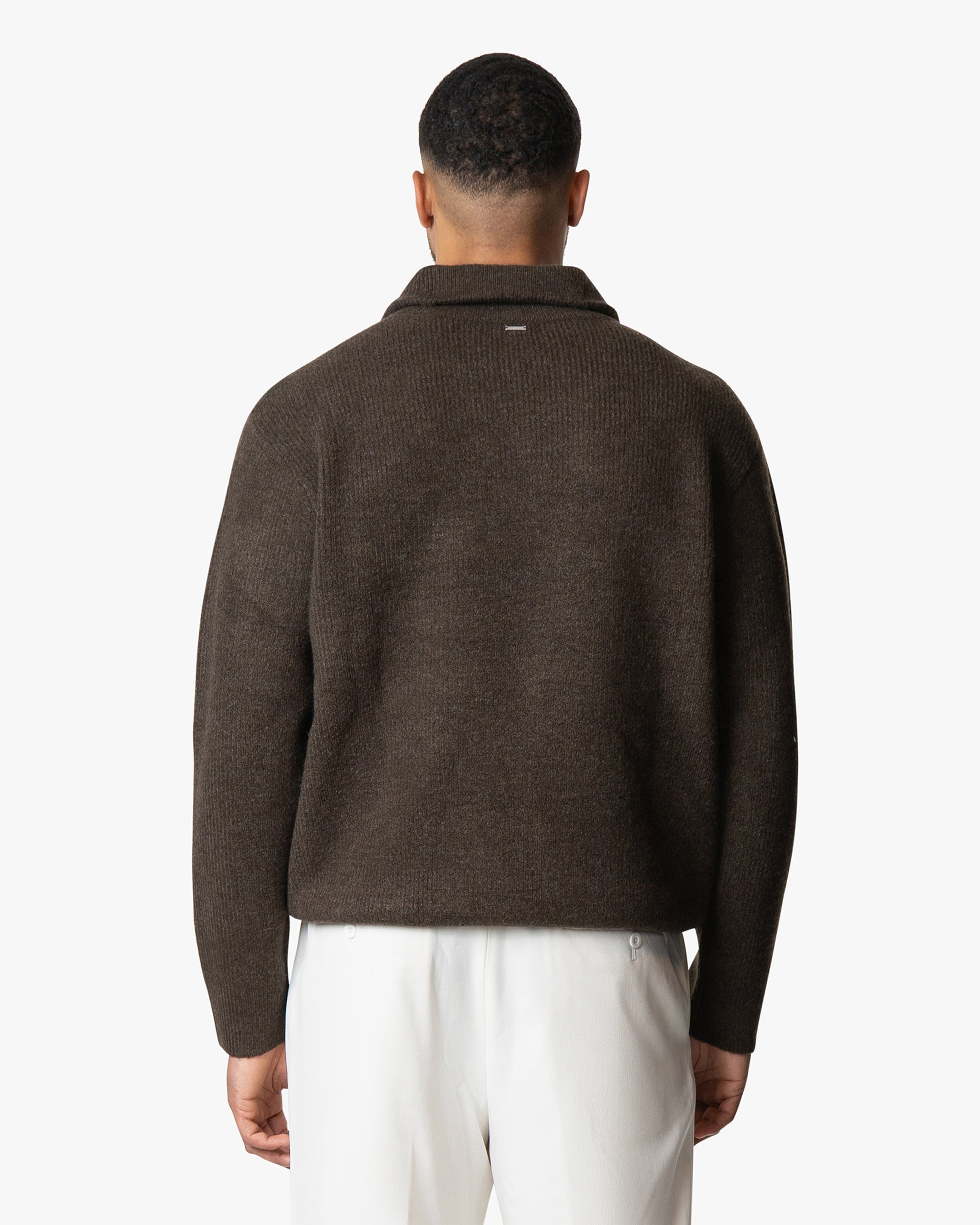 Sontuso Knitted Half-Zip Sweater - Brown Melee | Menyard ®