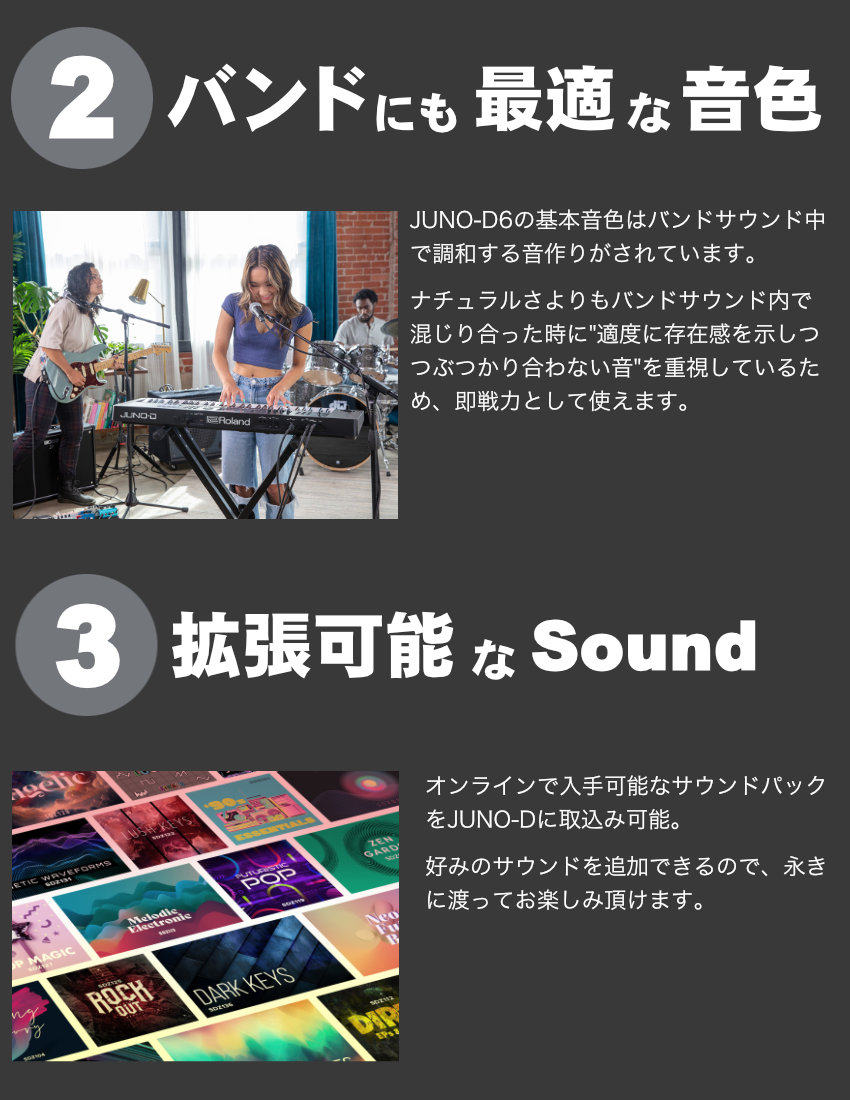 Roland 61鍵盤 シンセサイザー JUNO-D6 (X型キーボードスタンドセット
