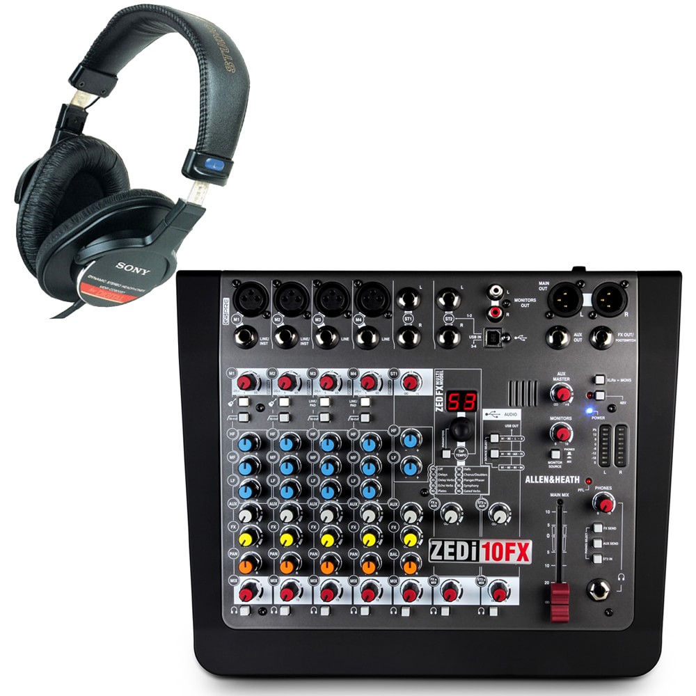 モニターヘッドフォン付□Allen&Heath アナログミキサー ZEDi-10FX