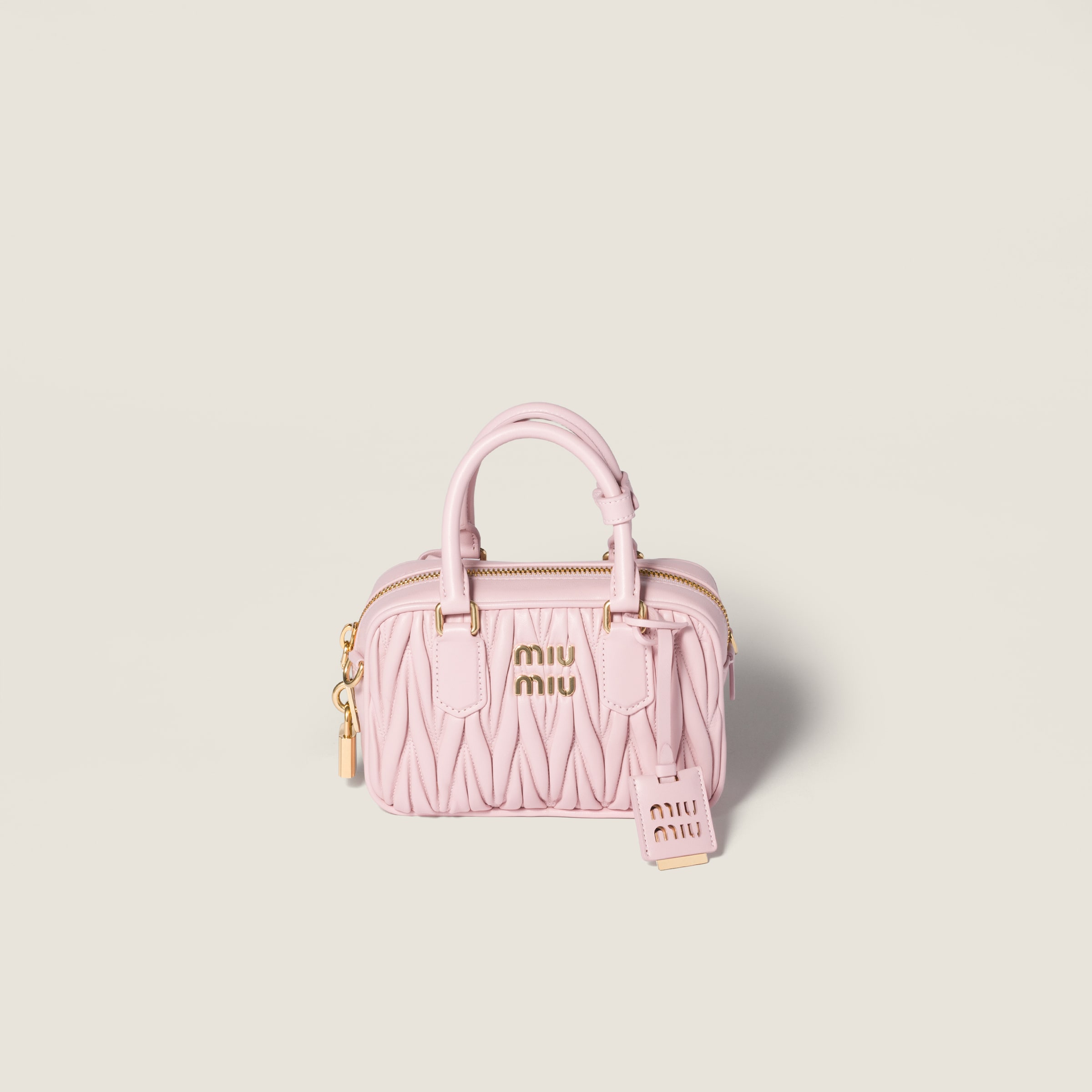 Alabaster Pink Arcadie Matelassé Nappa Leather Bag | Miu Miu