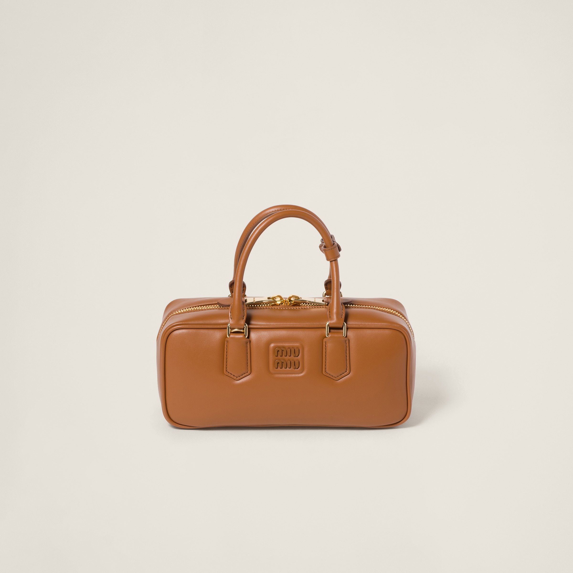 Cognac Arcadie Leather Bag | Miu Miu