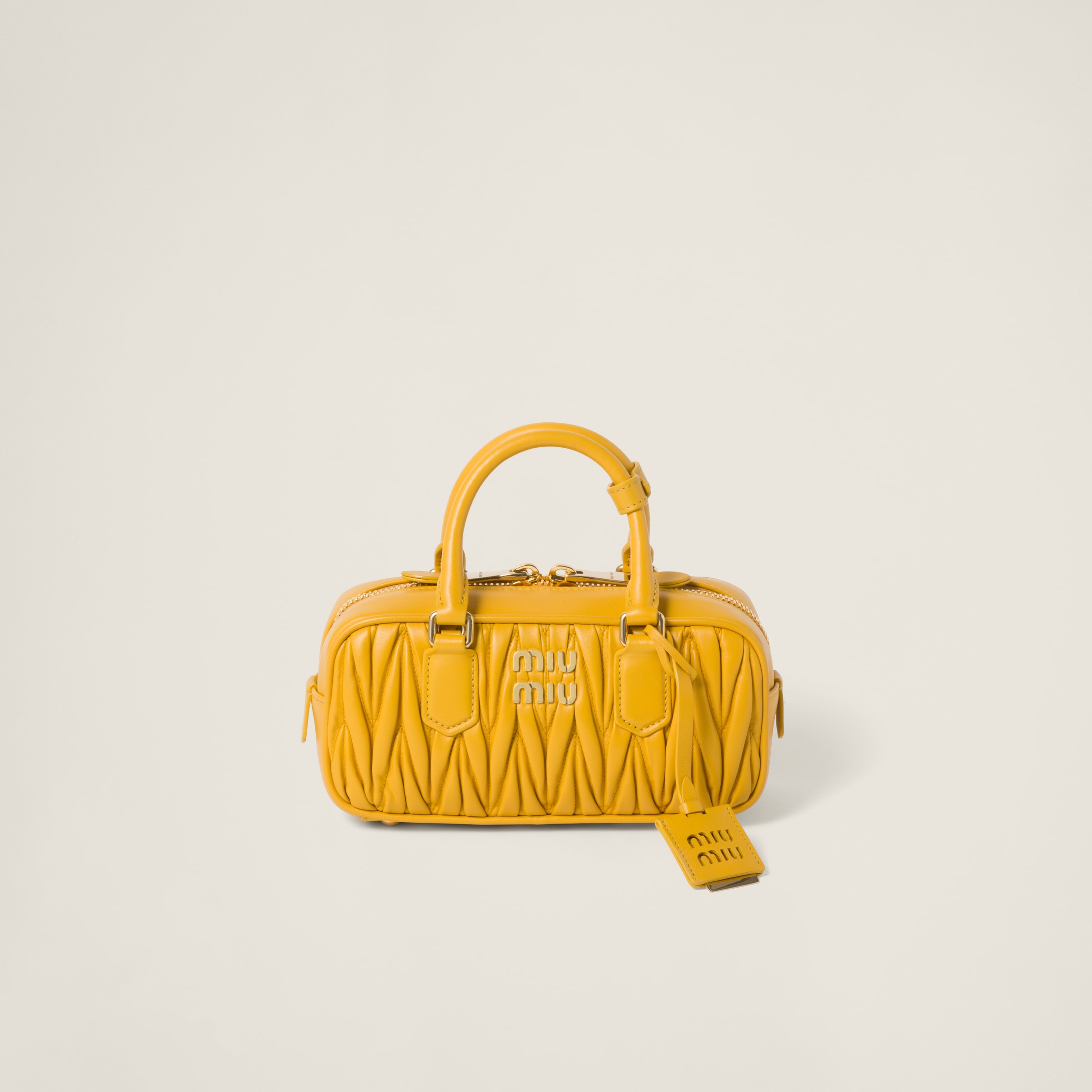 Sunny Yellow Arcadie Matelassé Nappa Leather Bag | Miu Miu