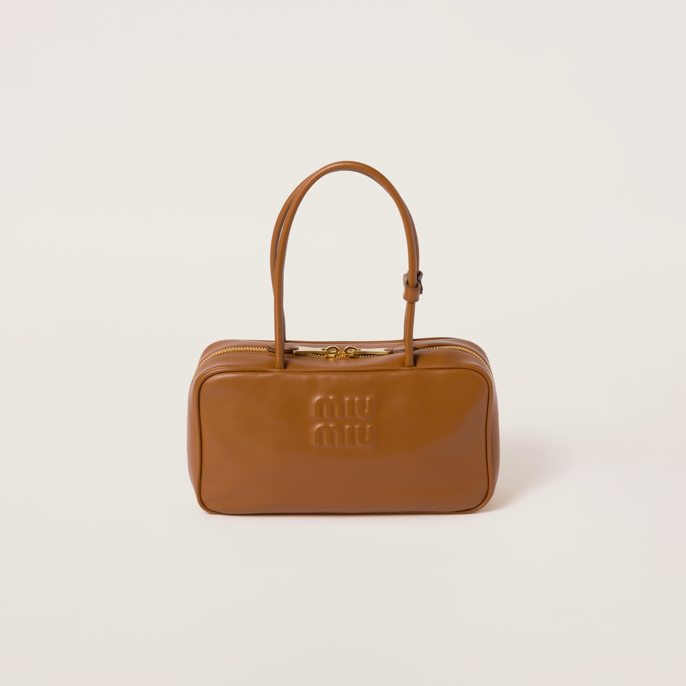 Cognac Beau Leather Top-handle Bag | Miu Miu