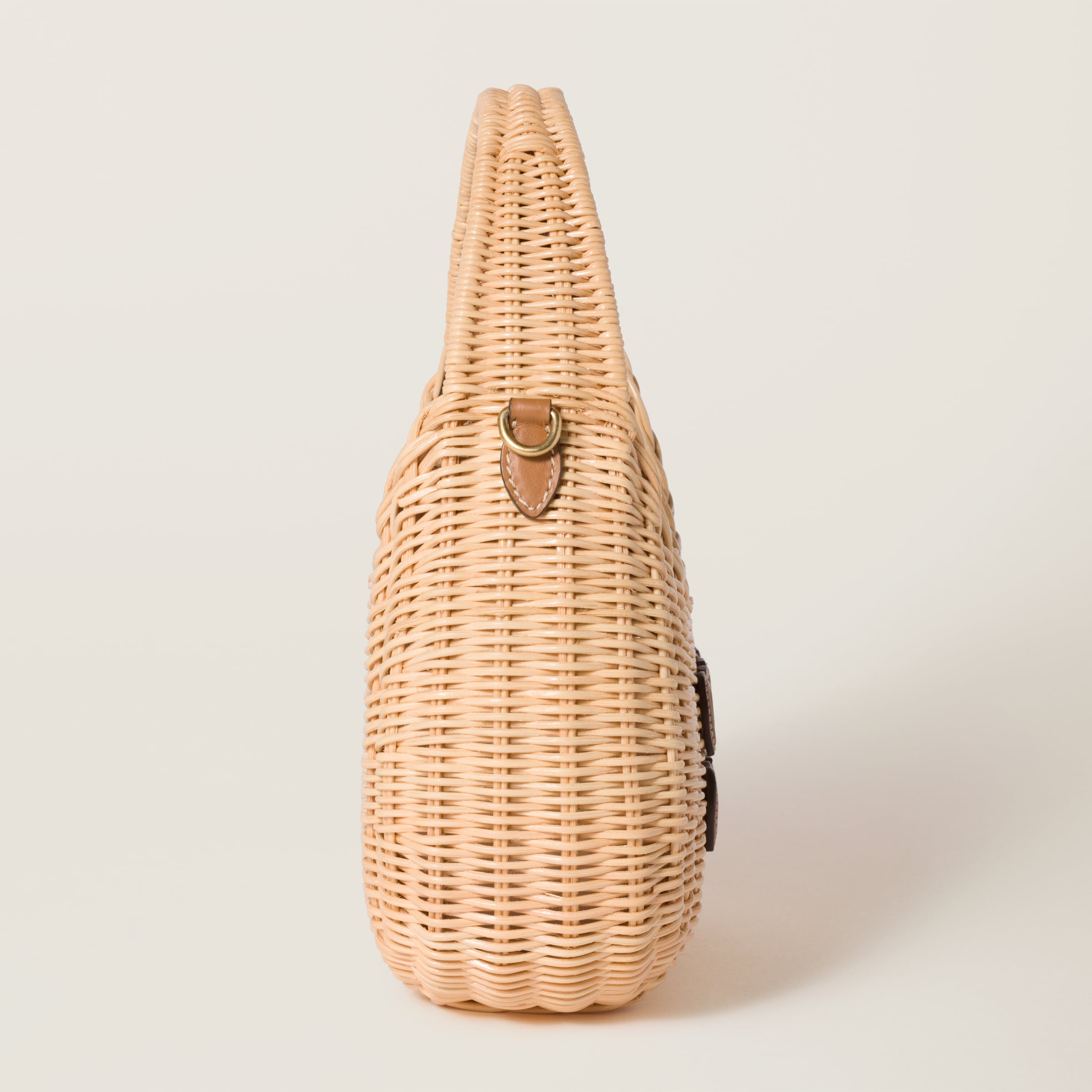 Tan/caramel Wander Wicker Handbag | Miu Miu