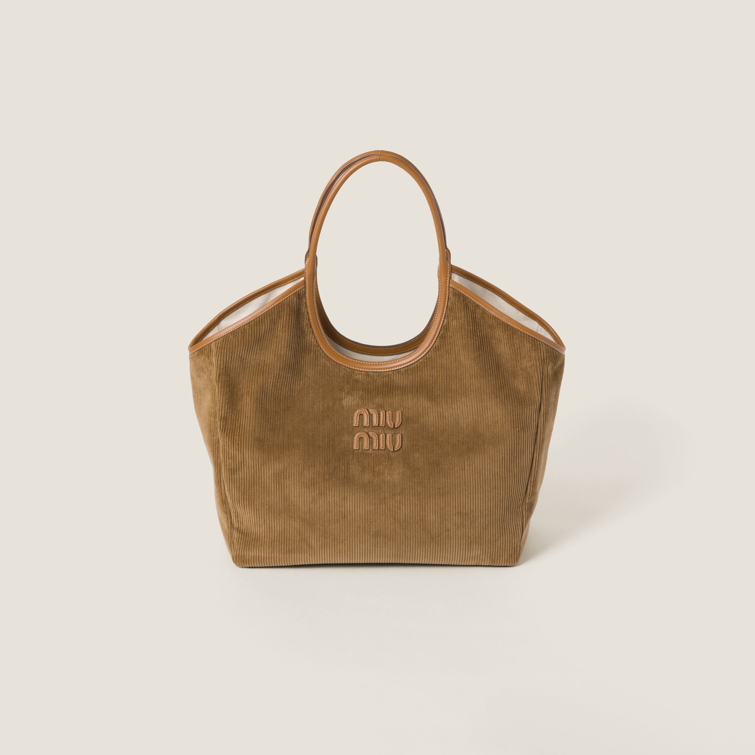 Cinnamon Ivy Corduroy Shopping Bag | Miu Miu