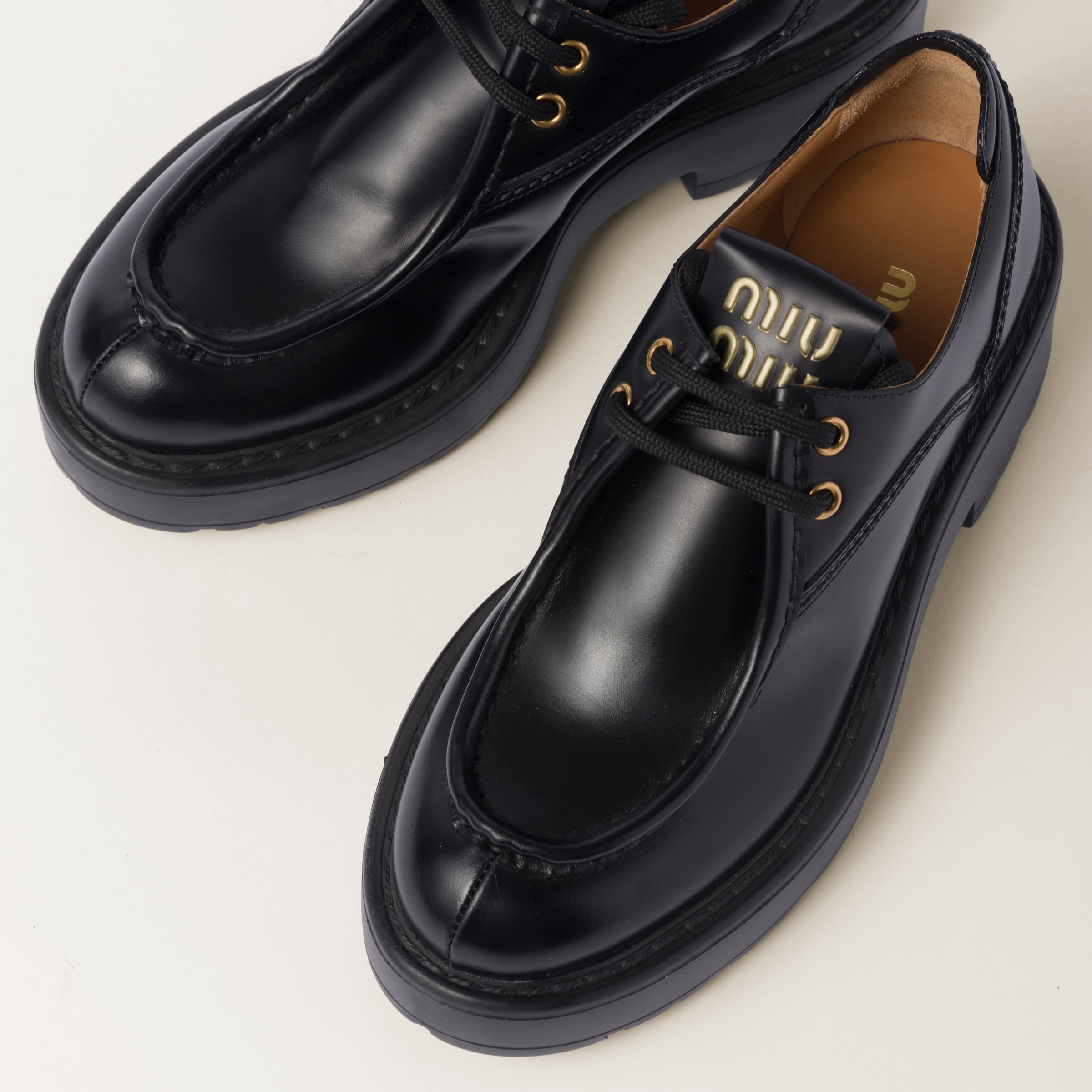 MIUMIU レザーレースアップダービーシューズ 34 2/1 MIUMIU レザー