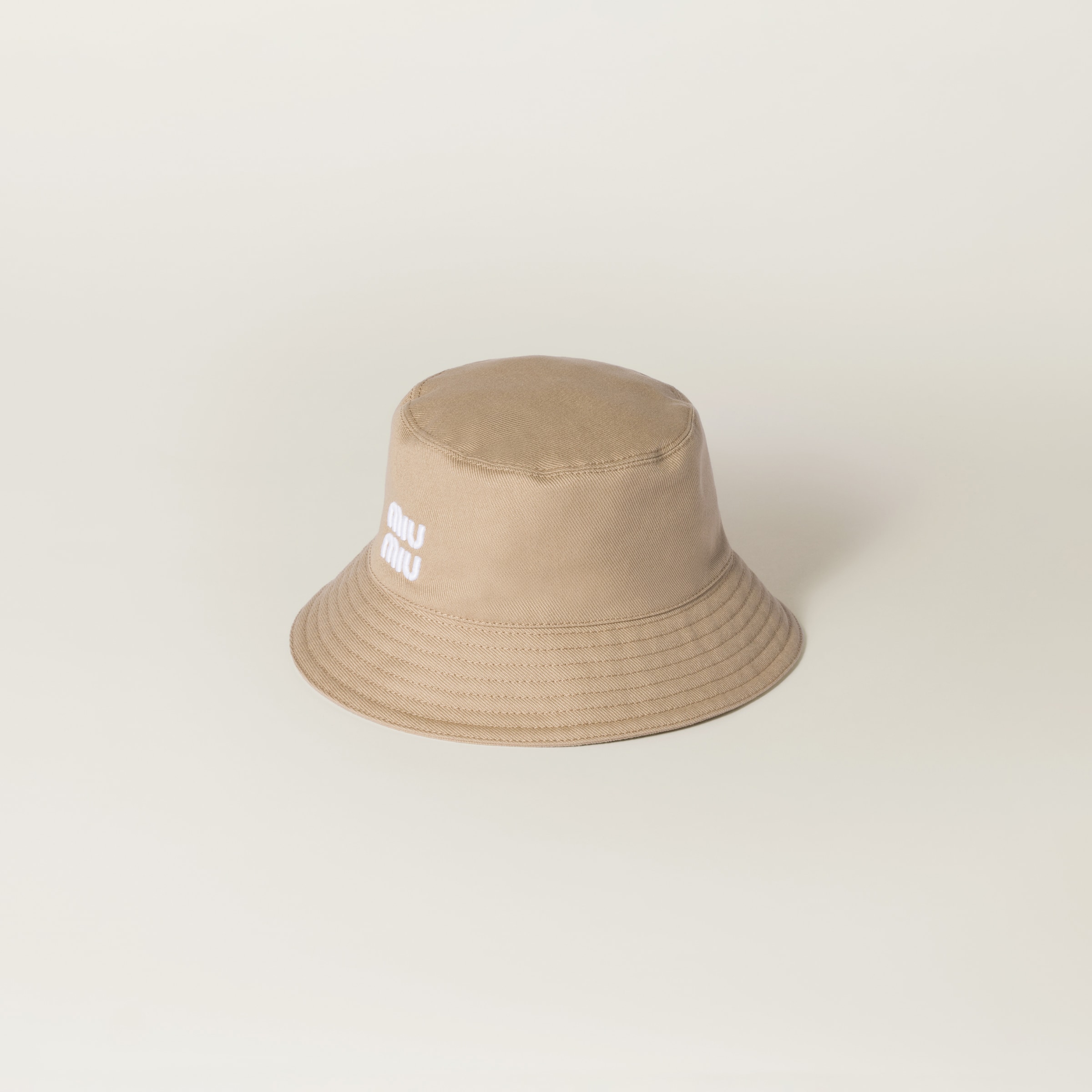 Khaki/white Drill Bucket Hat | Miu Miu