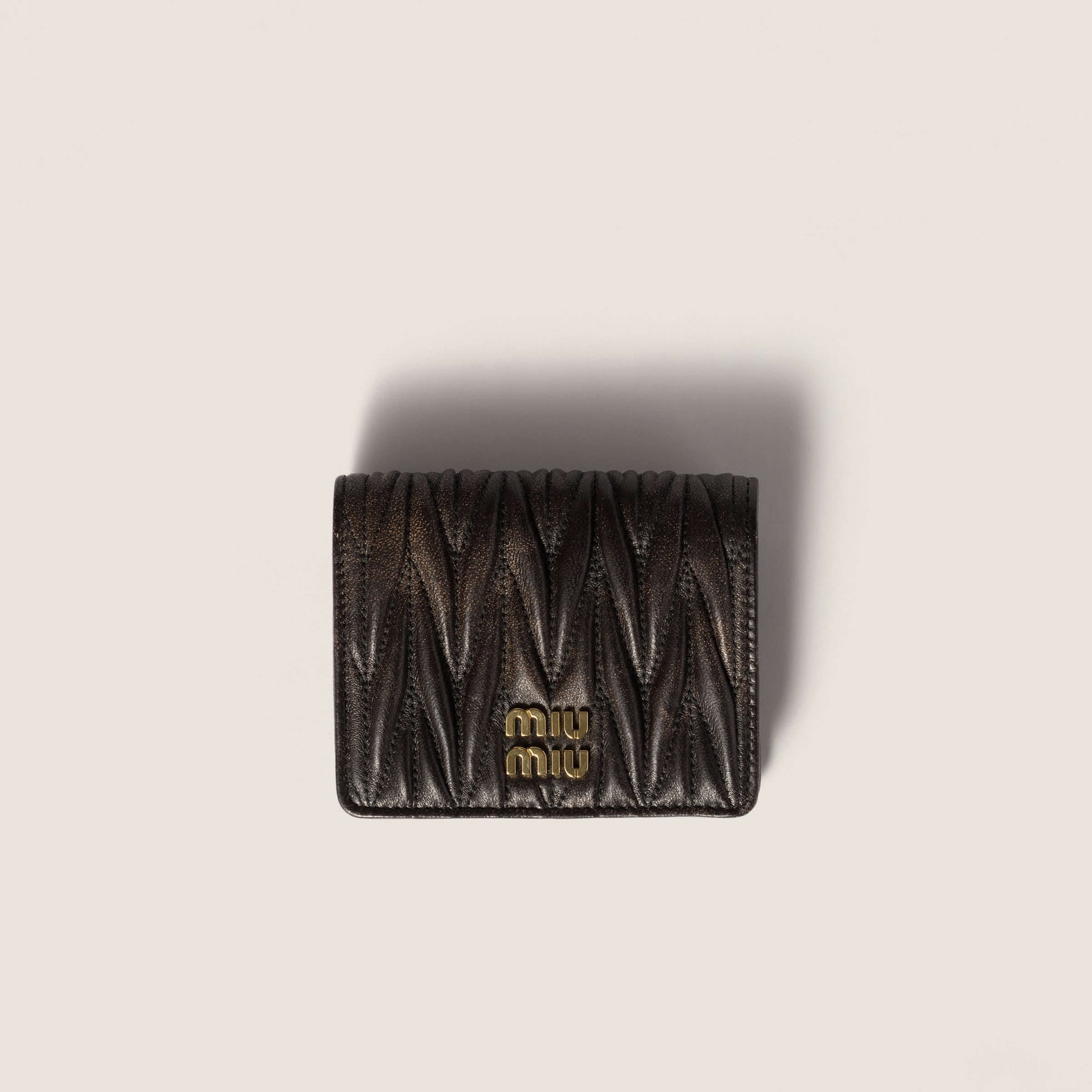 Soy Green Small Matelassé Nappa Leather Wallet | Miu Miu