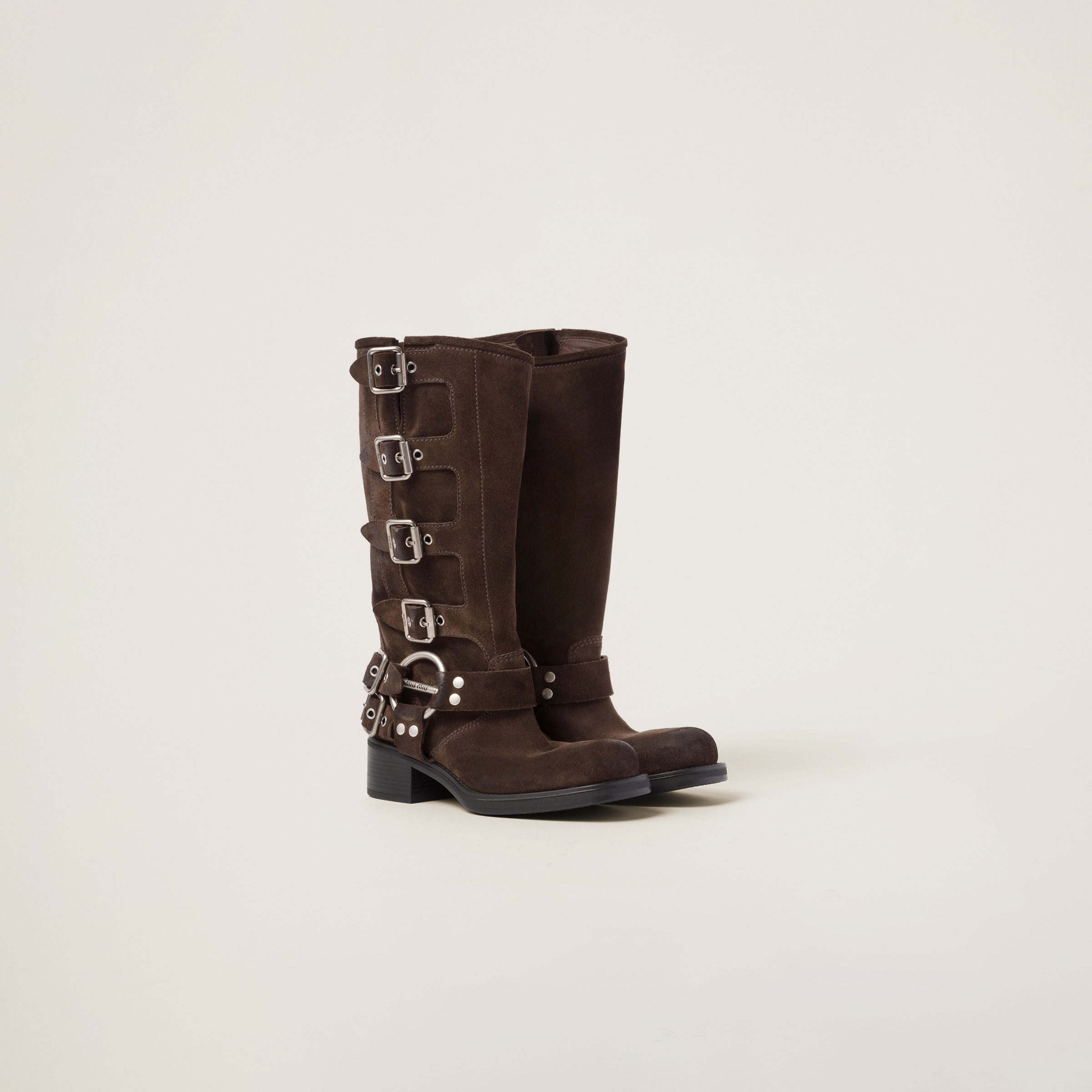 Dark Brown Suede Boots | Miu Miu