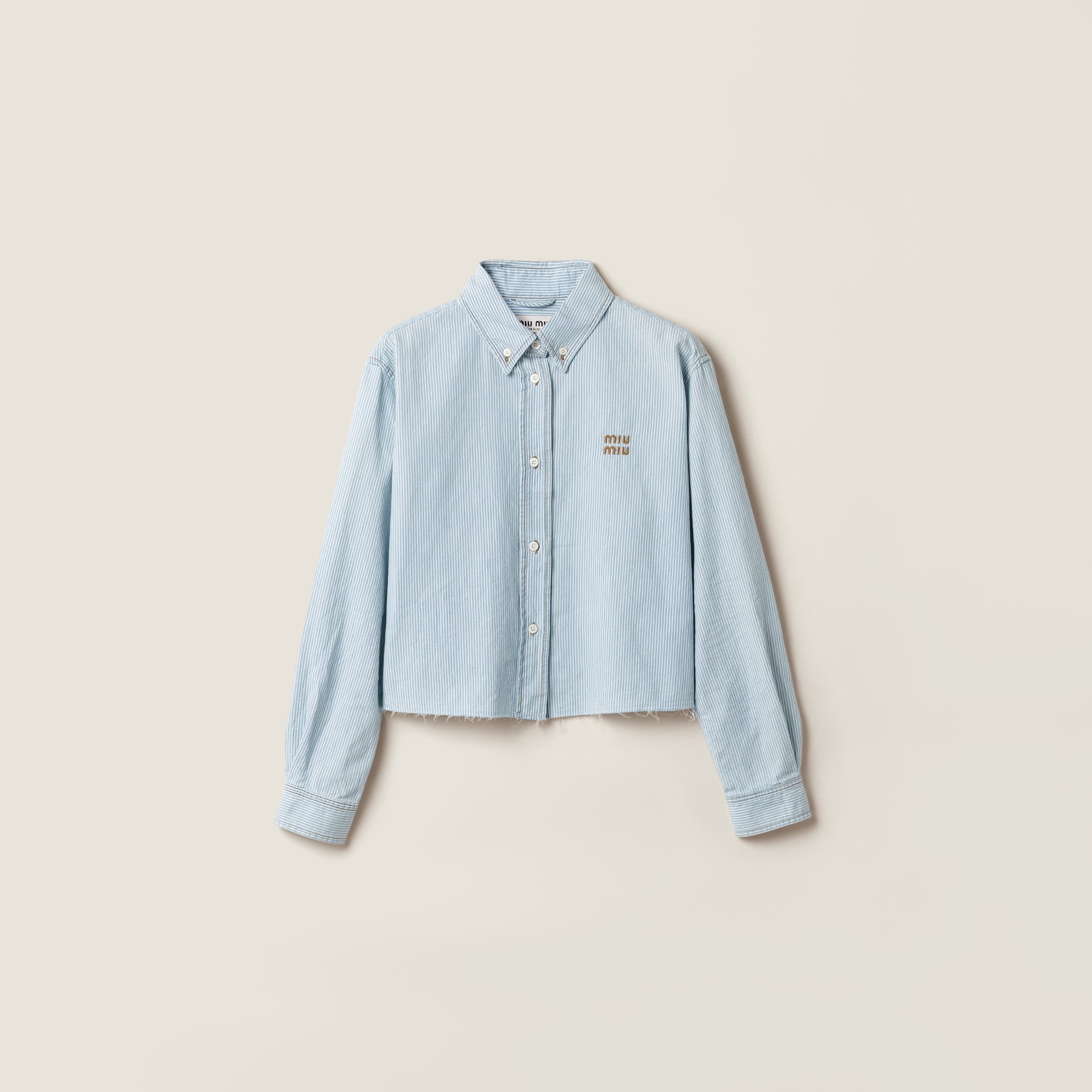 Sapphire Blue Striped Chambray Shirt | Miu Miu
