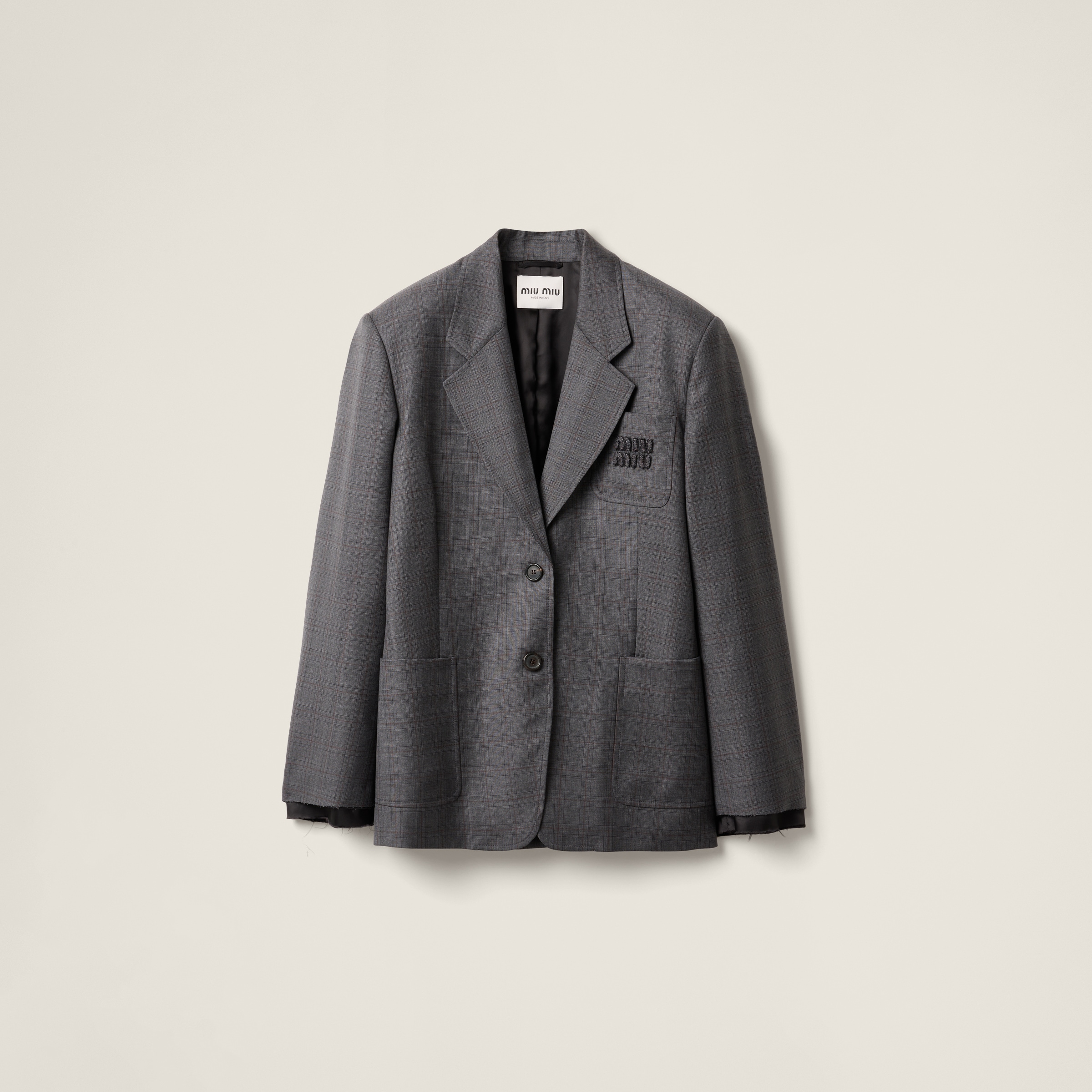 スレートグレー プリンス オブ ウェールズチェック ウール ジャケット