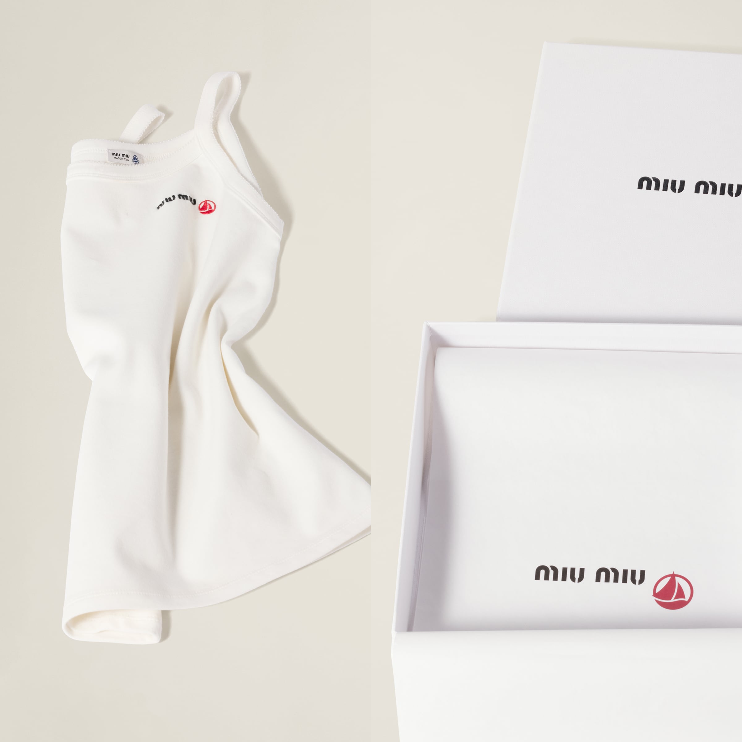 ホワイト Petit Bateau X Miu Miu ストレッチジャージー トップ | Miu Miu