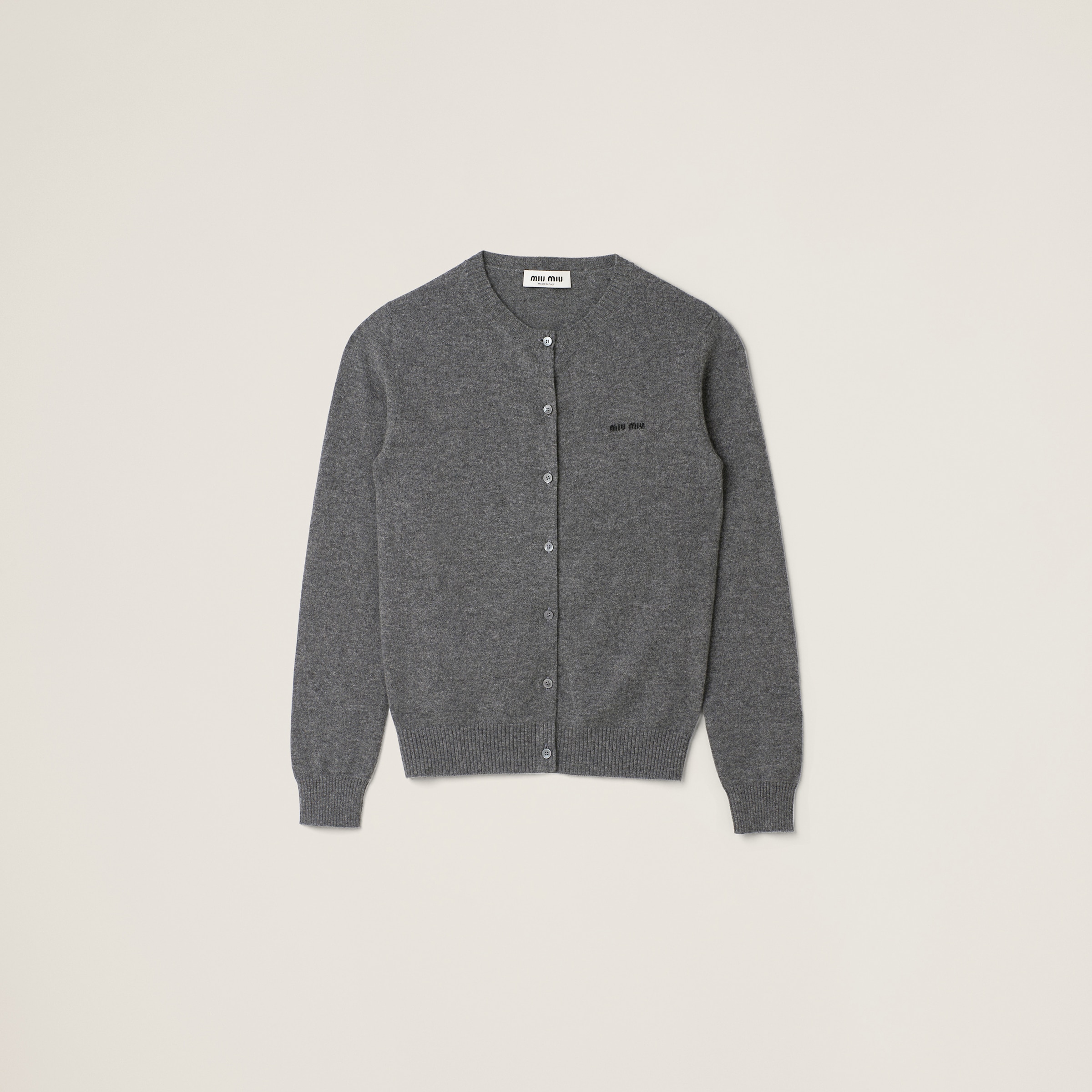 Slate Gray Cashmere Knit Cardigan | Miu Miu