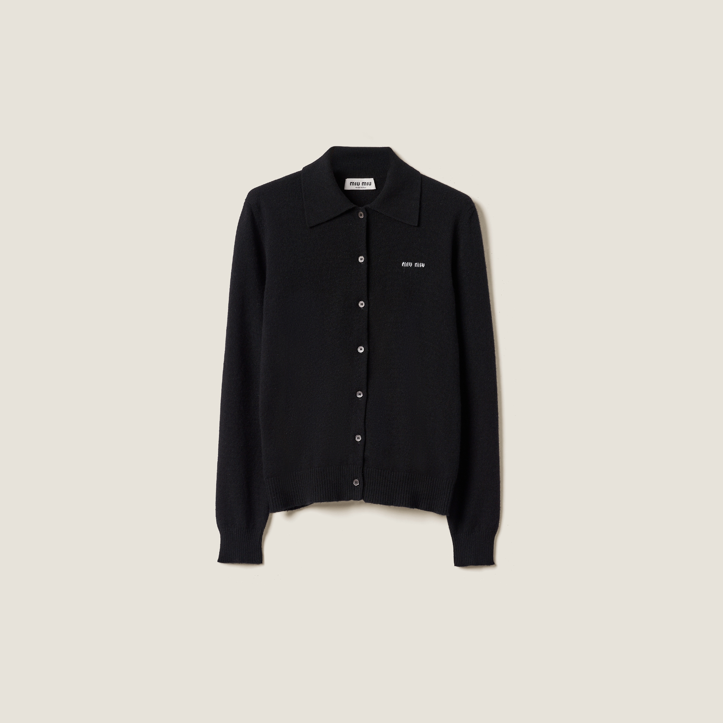 Black Cashmere Knit Cardigan | Miu Miu