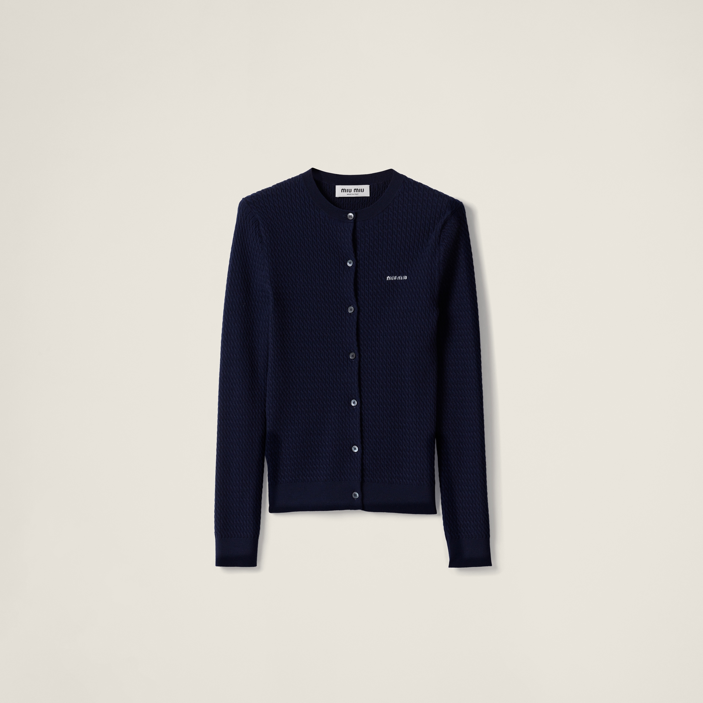 Black Wool Knit Cardigan | Miu Miu