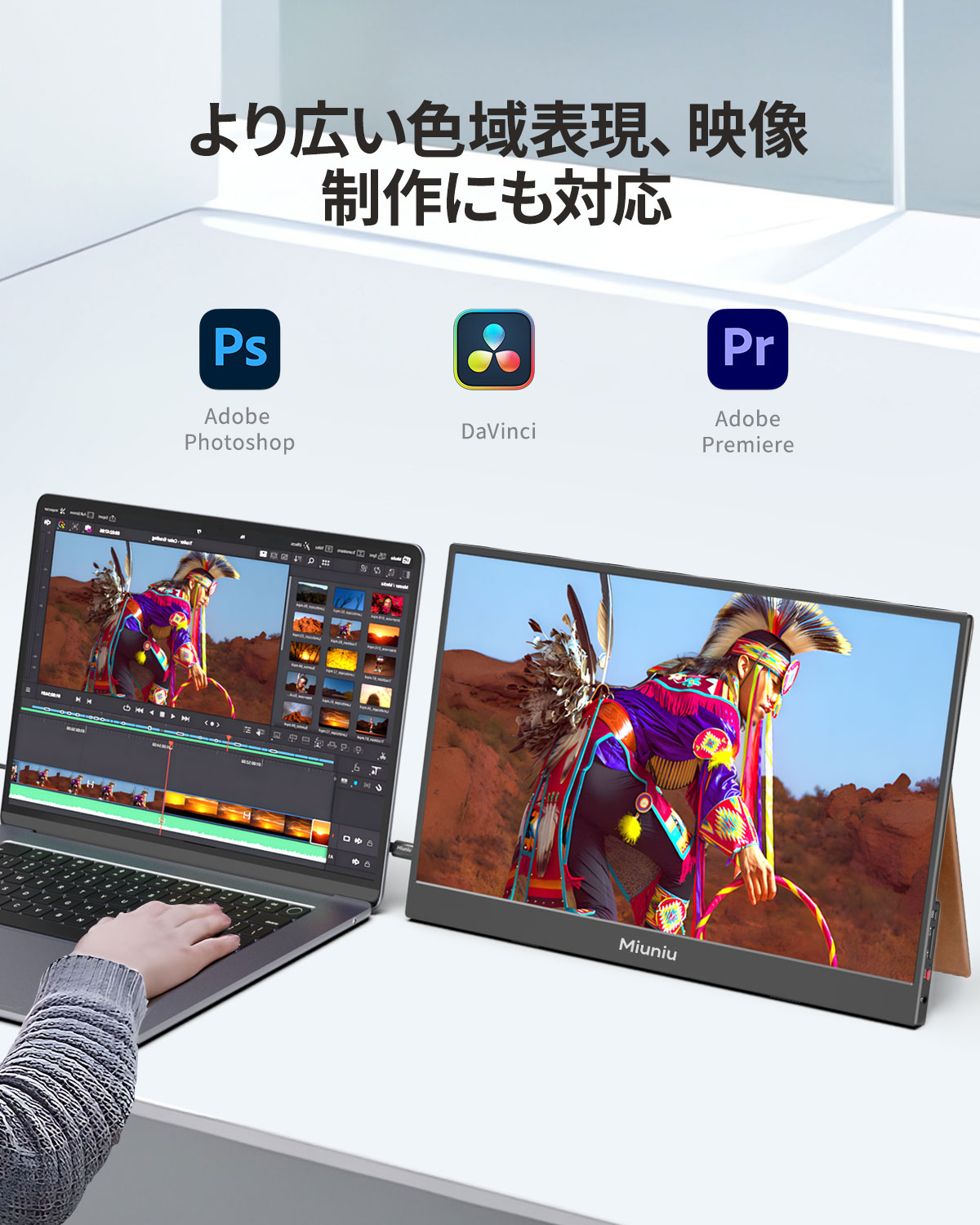 Miuniu モバイルモニター 15.6インチ 1920x1080 DCI-P3 100%色域
